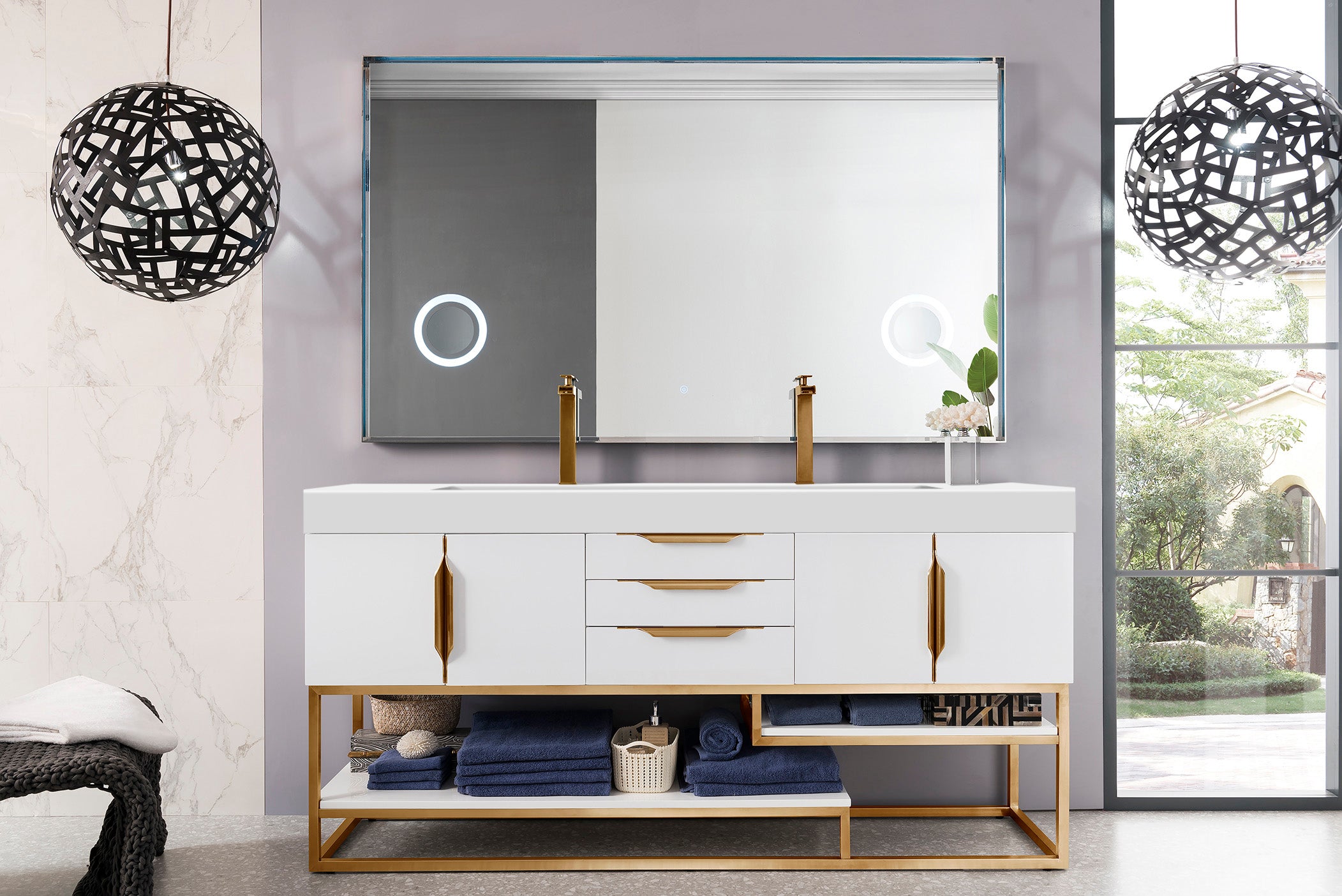 glossy white vanity