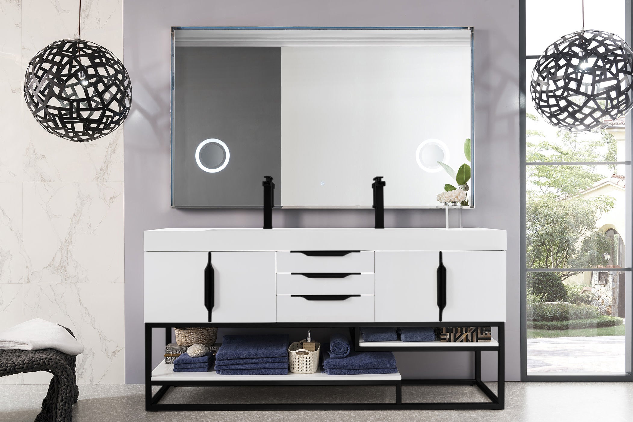 glossy white vanity