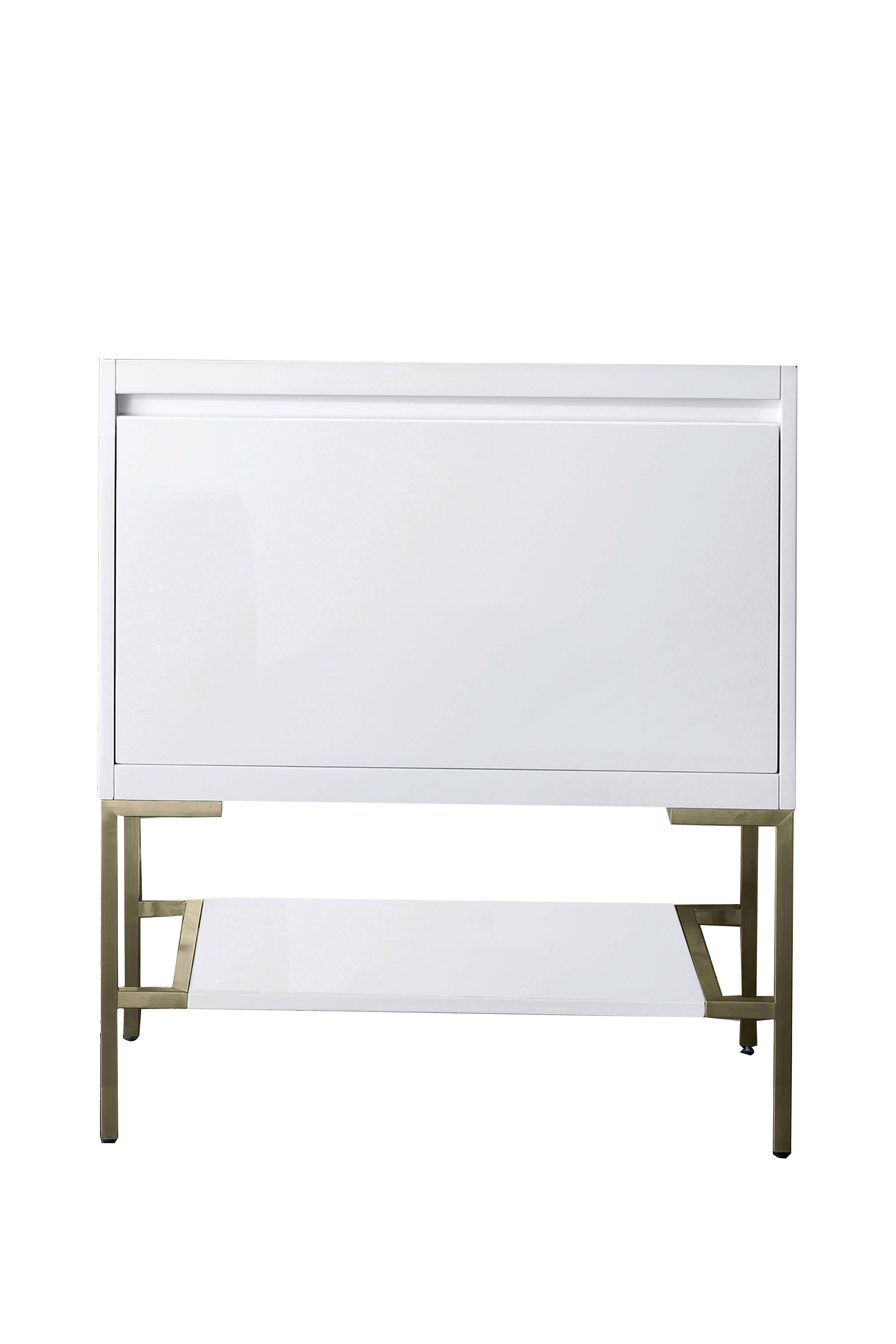 glossy white base vanity
