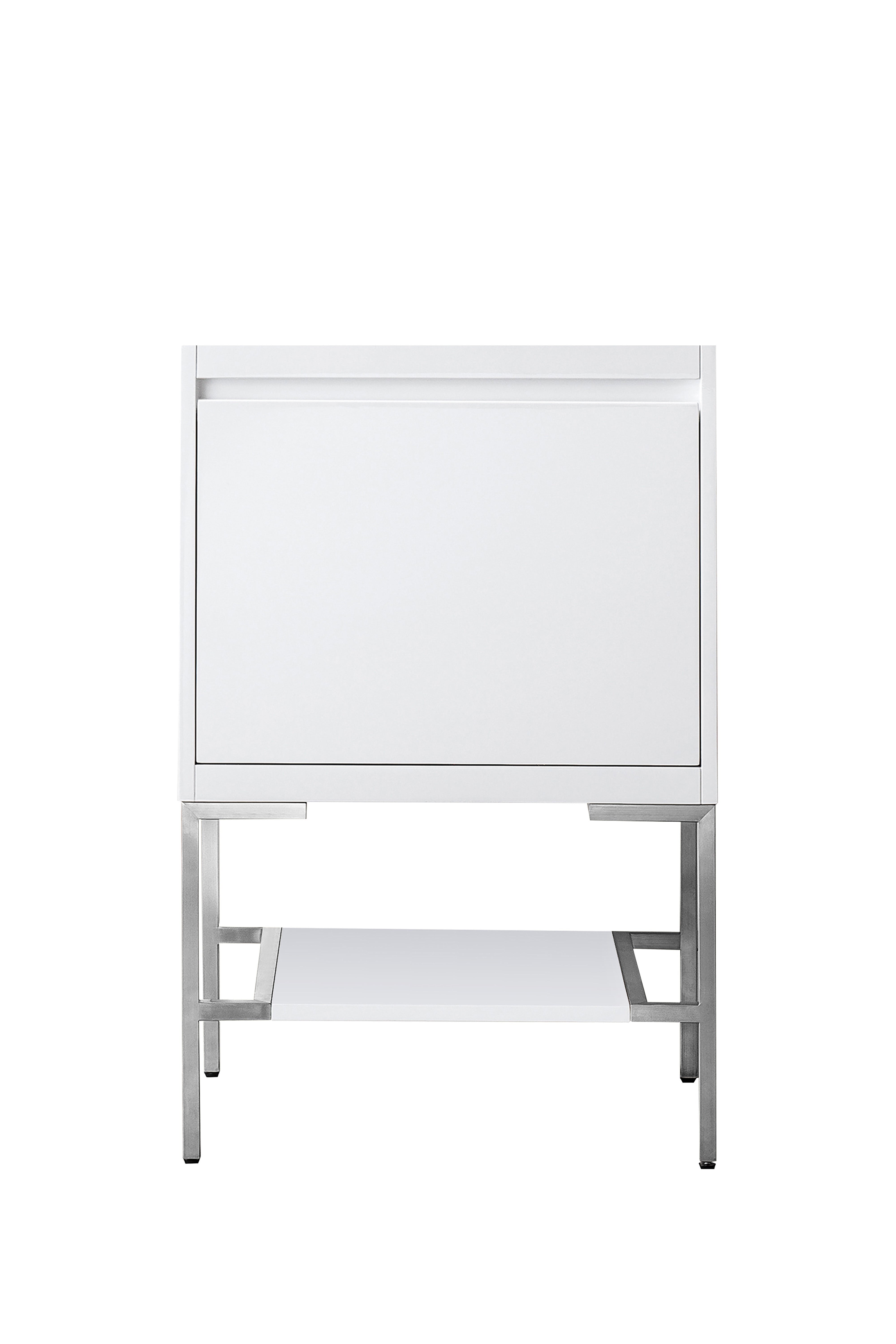 glossy white base vanity