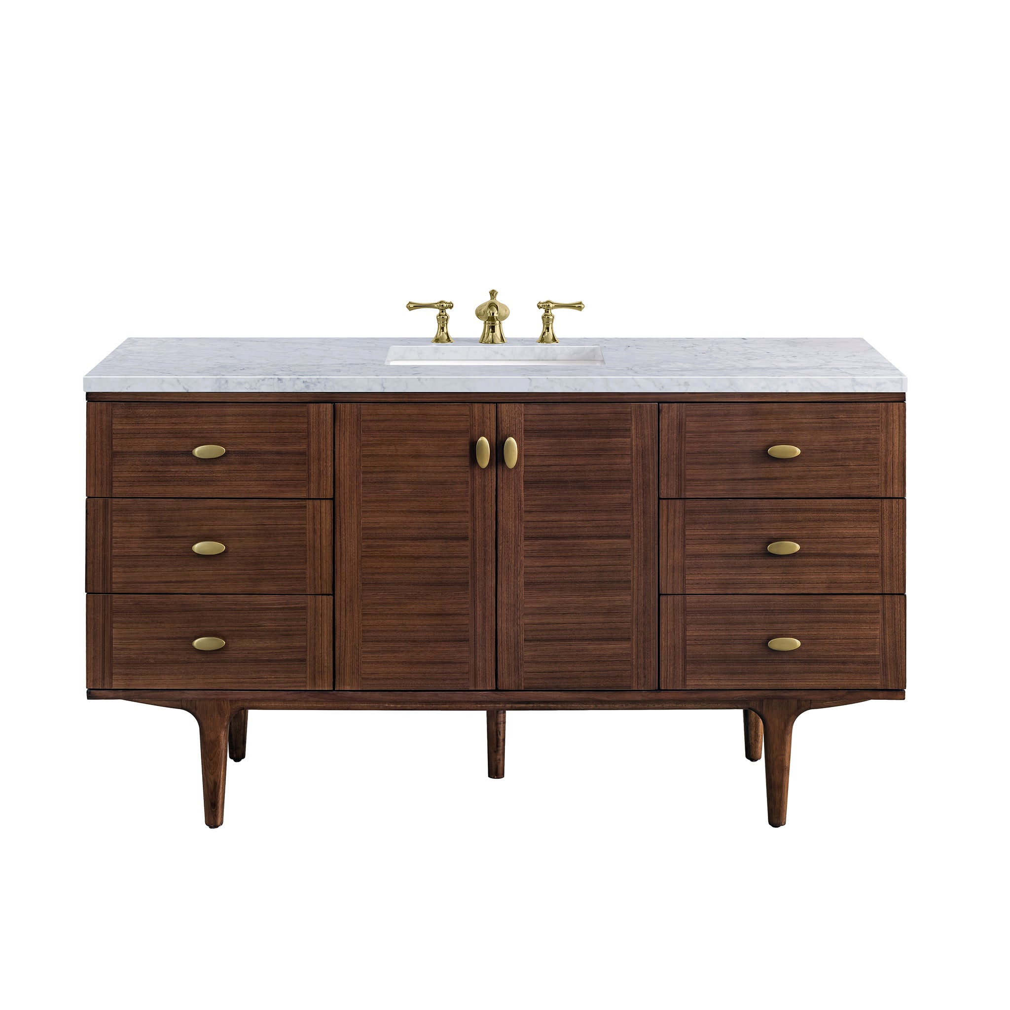 James Martin Vanities Amberly 60" Single Vanity - Mid-Century Walnut