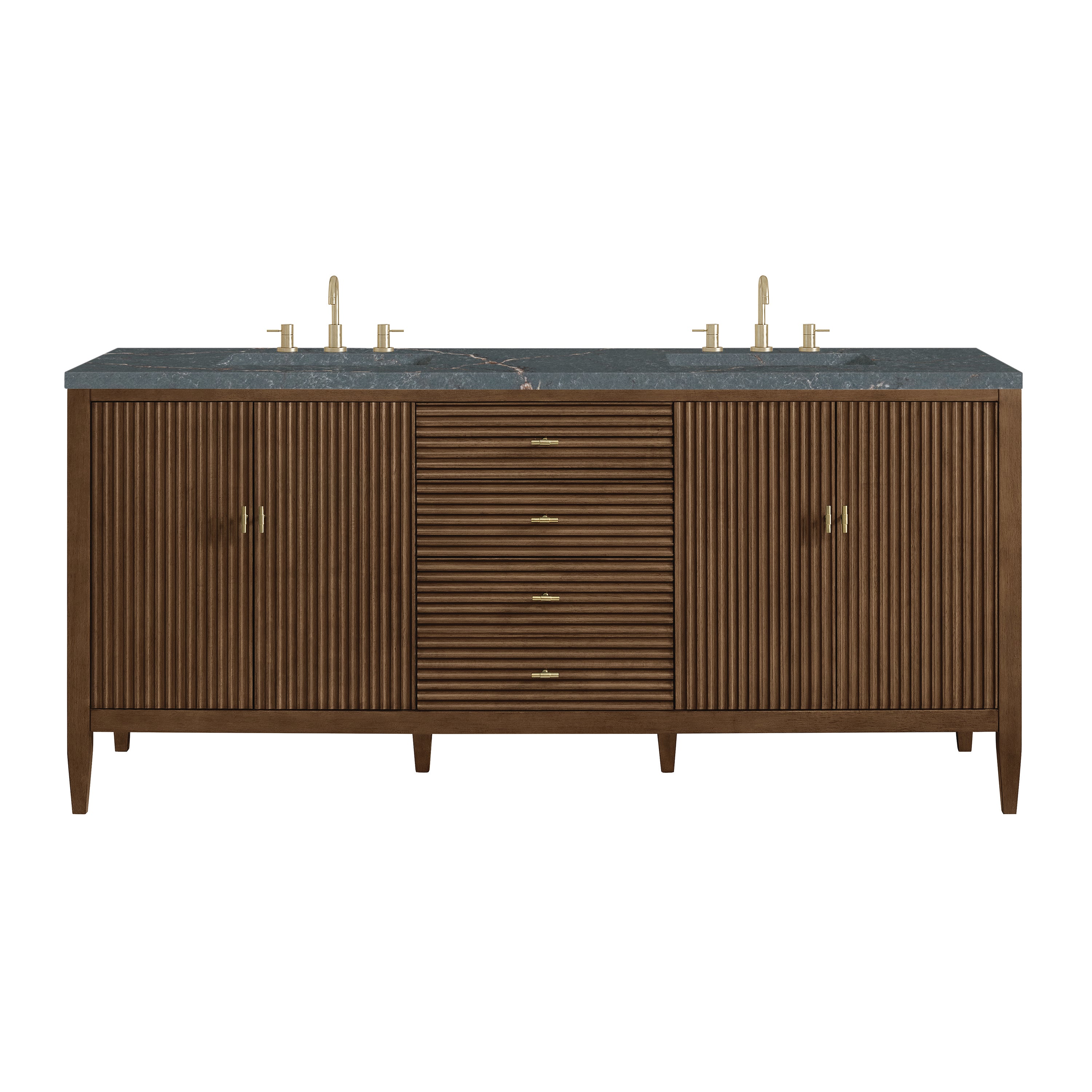 James Martin Vanities Myrrin 72" Double Vanity - Mid Century Walnut