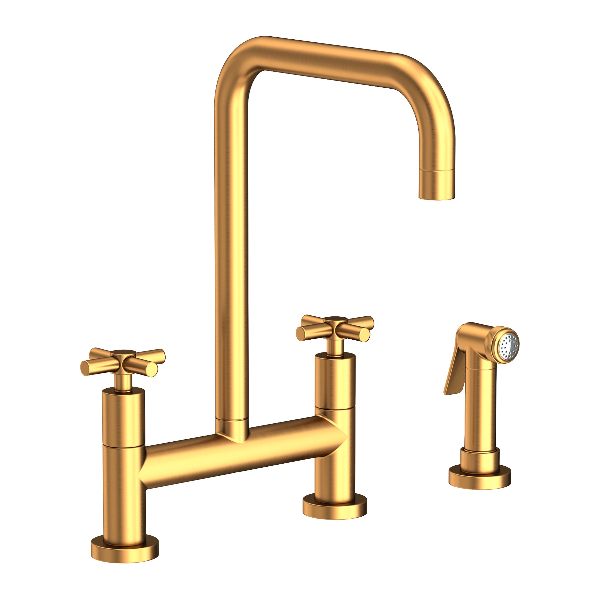 Newport Brass East Square Kitchen Bridge Faucet with Side Spray