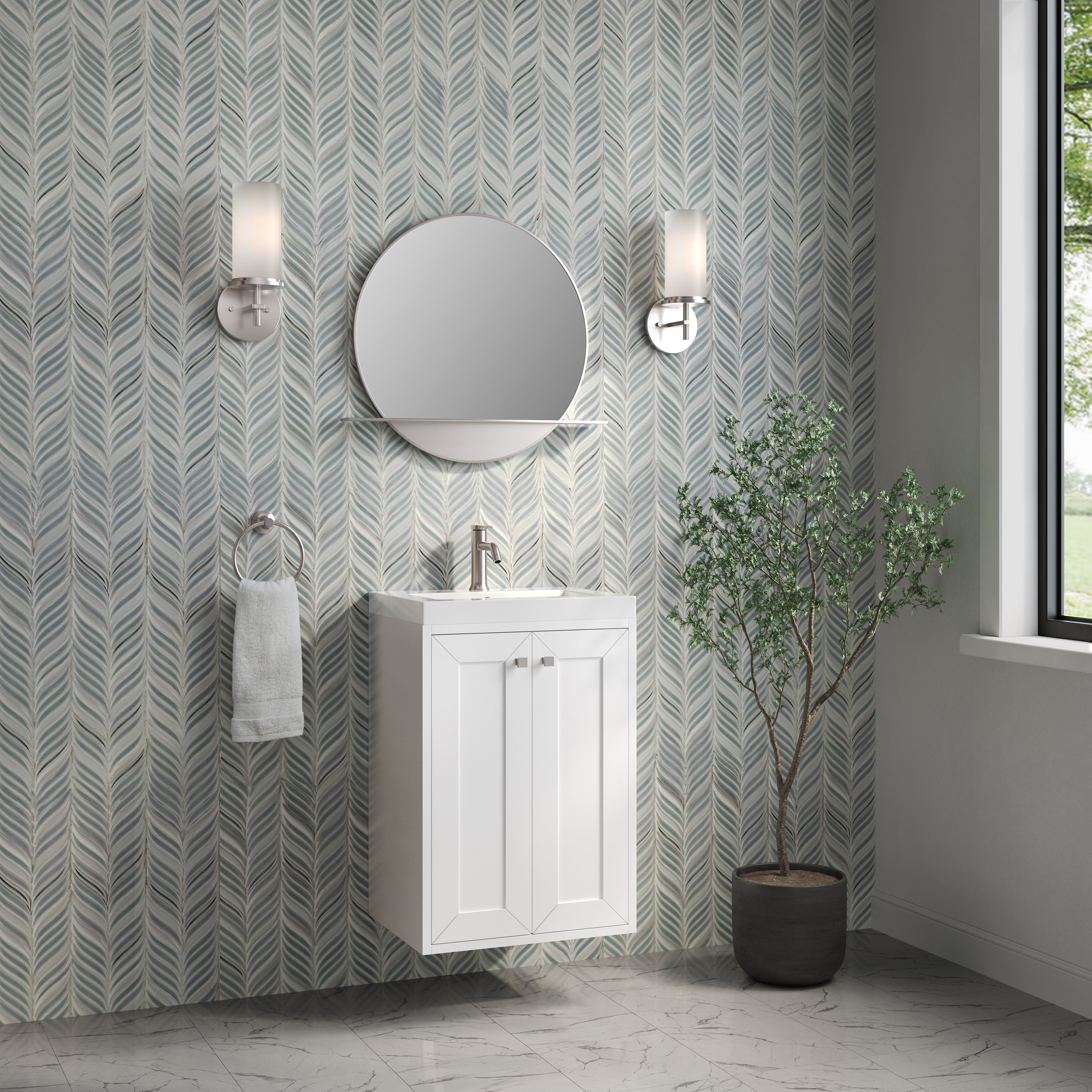 glossy white vanity