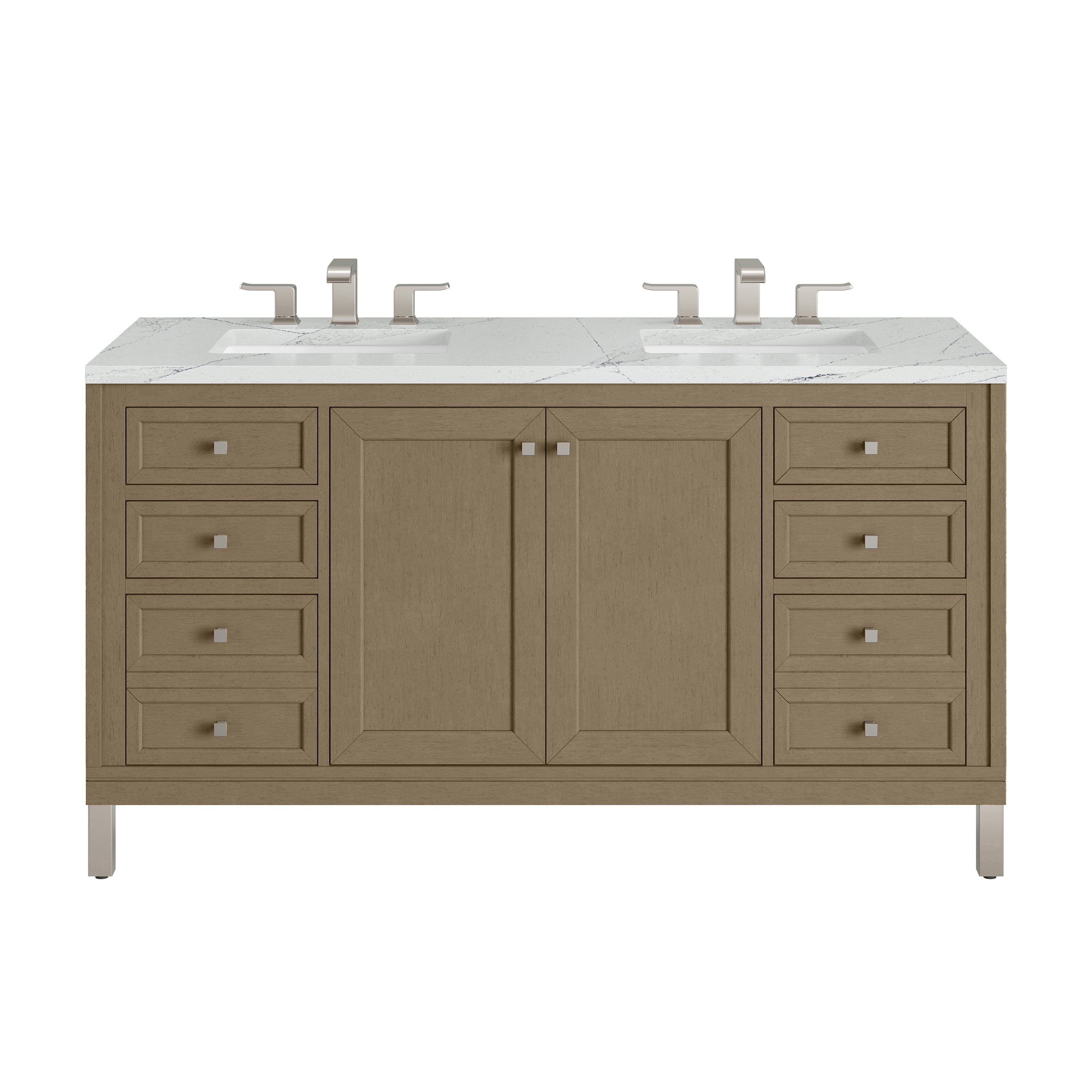 James Martin Vanities Chicago 60" Double Vanity - Walnut Whisper