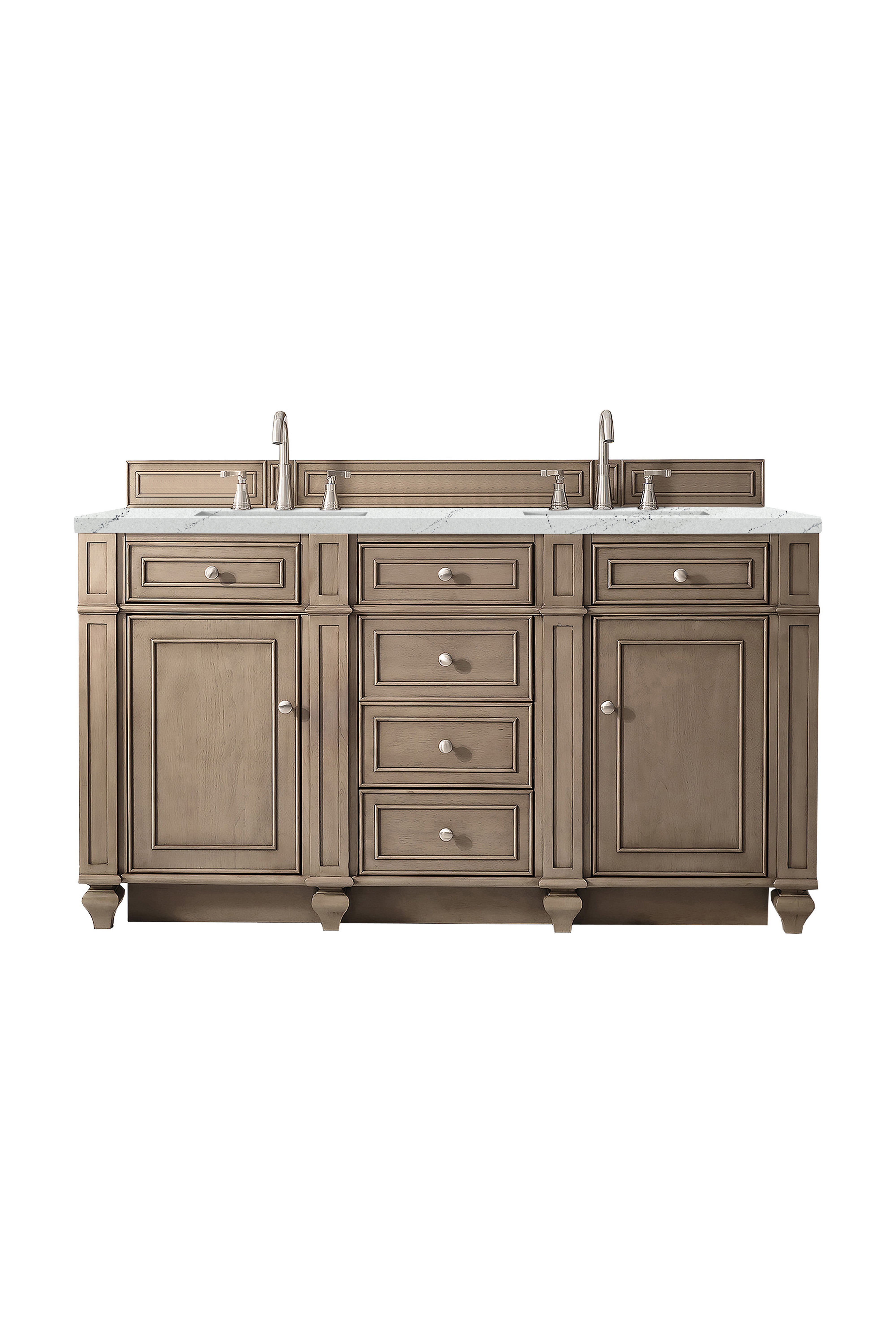 James Martin Vanities Bristol 60" Double Vanity - Whitewashed Walnut
