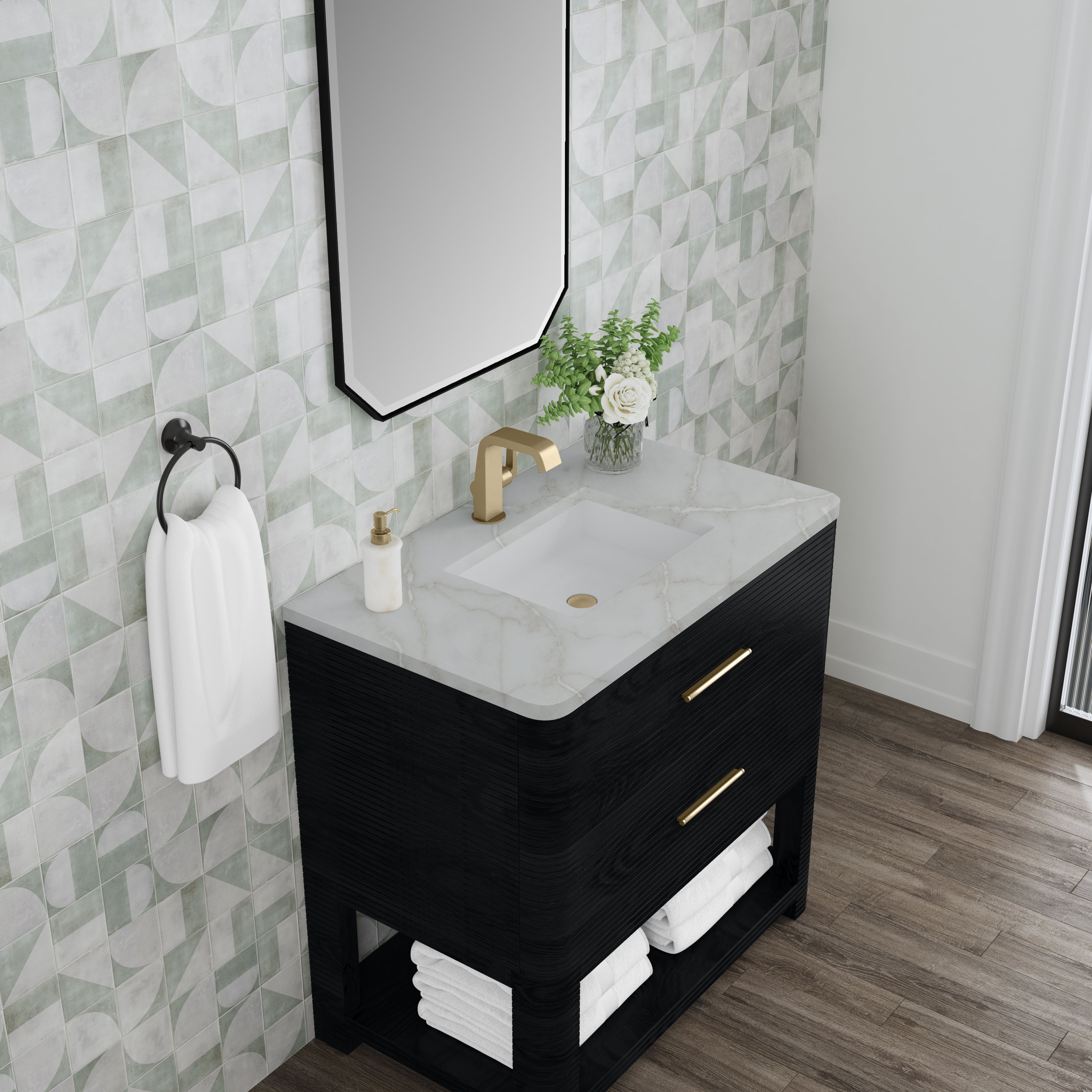 victorian silver quartz top vanity