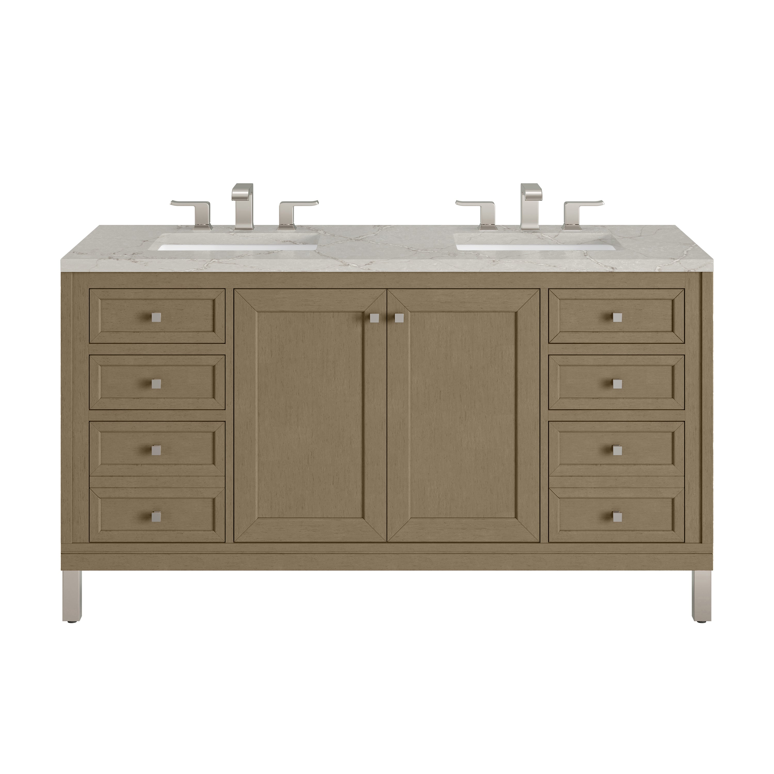 James Martin Vanities Chicago 60" Double Vanity - Walnut Whisper