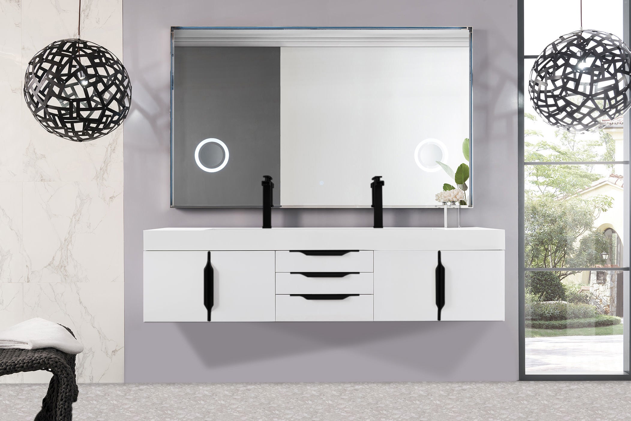 glossy white vanity