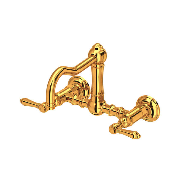Rohl Acqui Wall Mount Bridge Kitchen Faucet with Column Spout