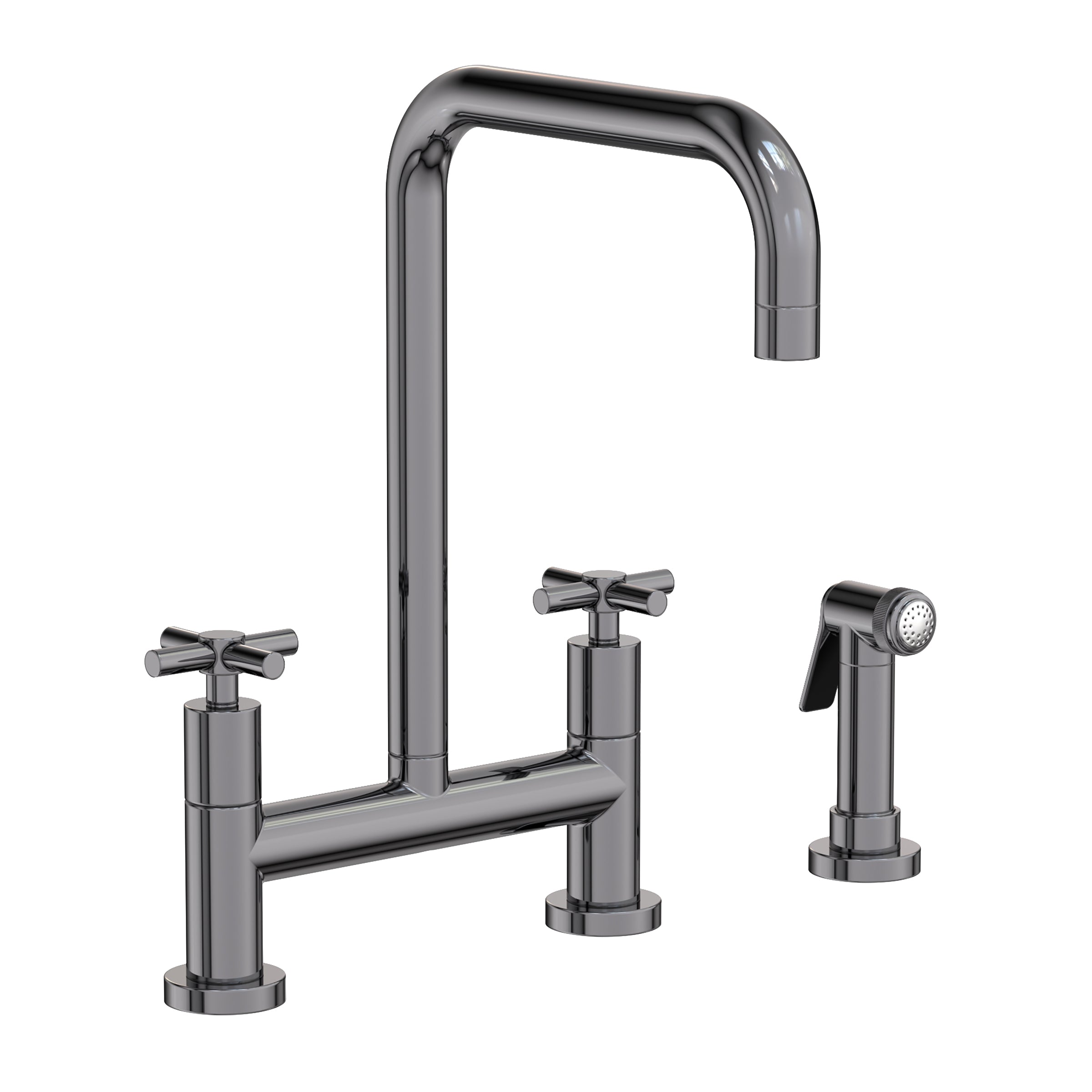 Newport Brass East Square Kitchen Bridge Faucet with Side Spray
