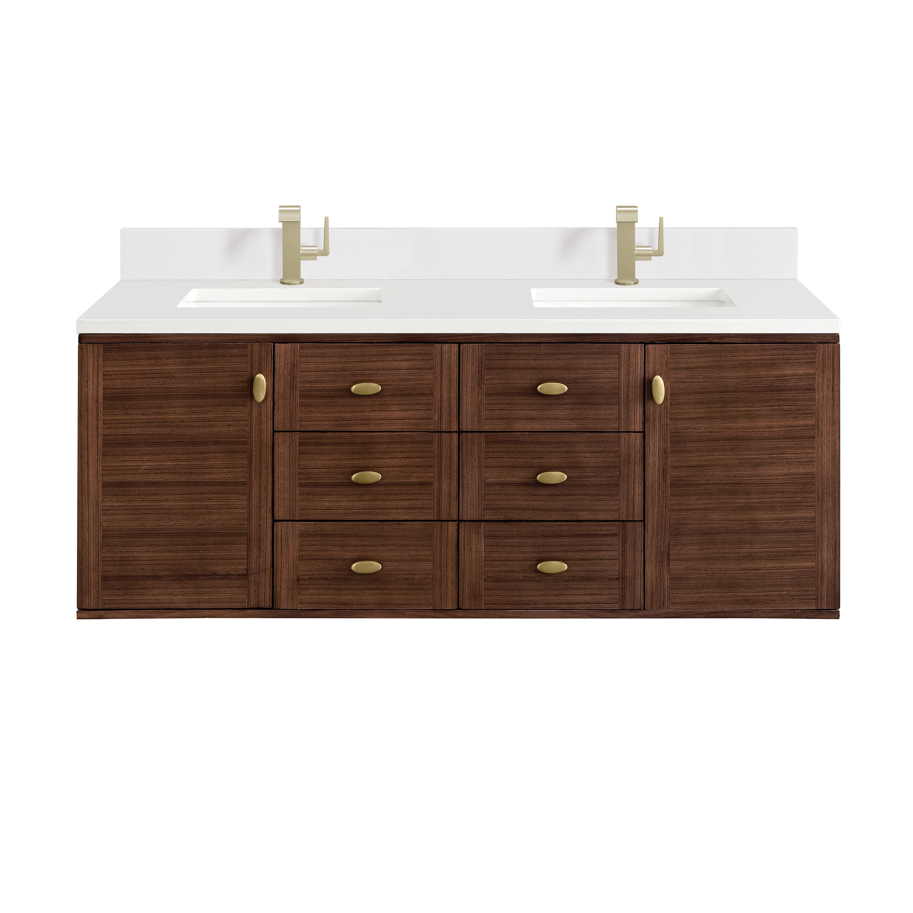 James Martin Vanities Amberly 60" Double Vanity - Mid-Century Walnut