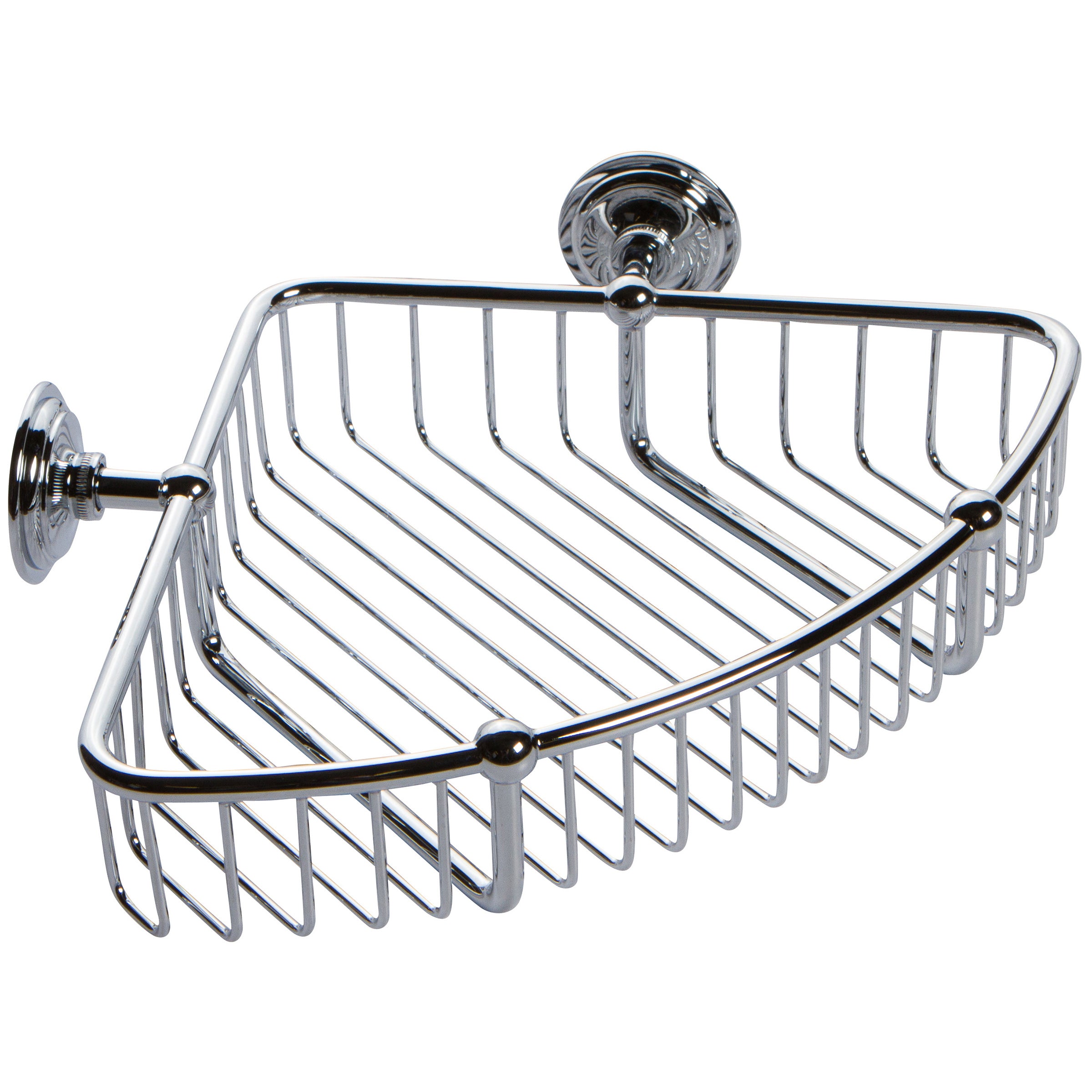 polished chrome corner basket