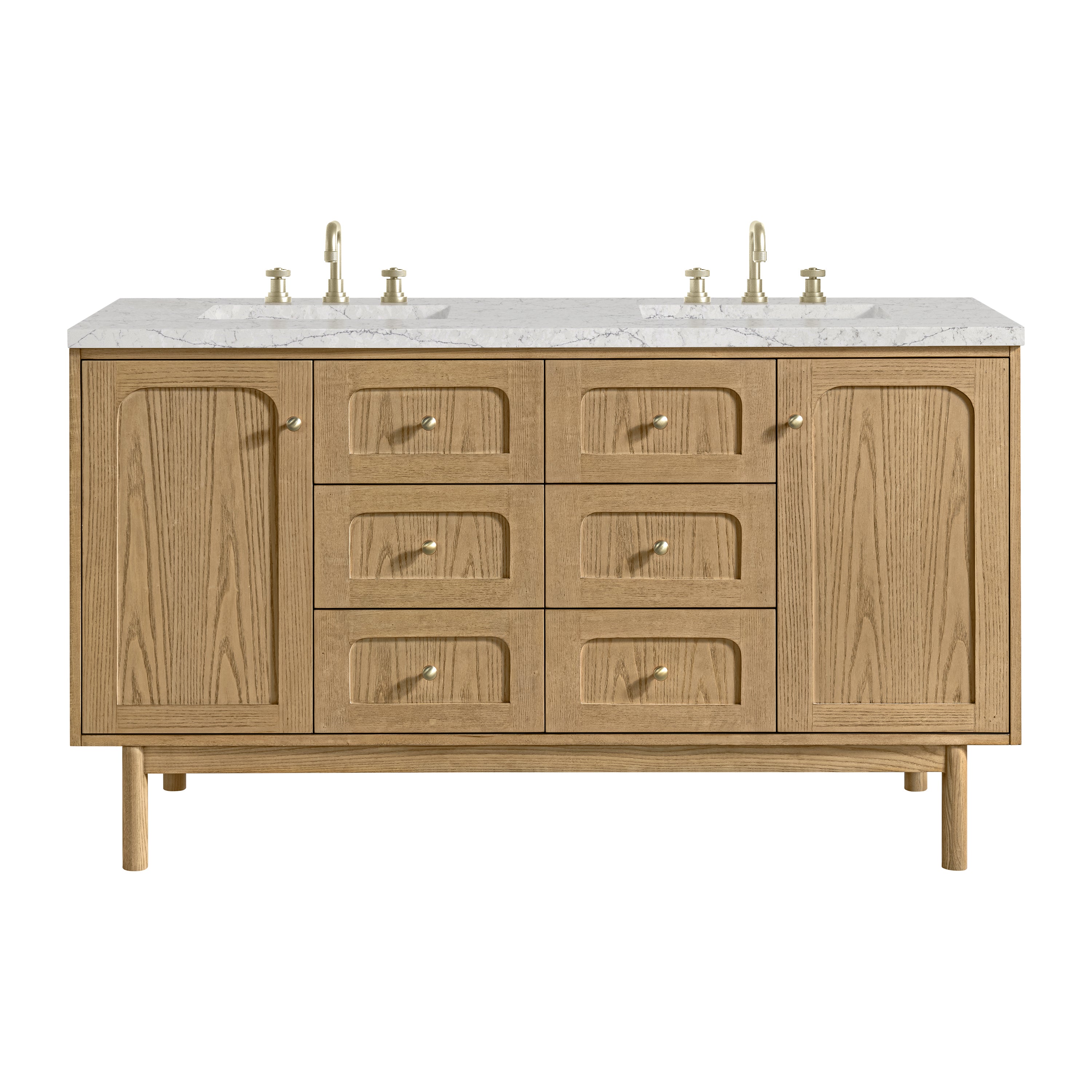 James Martin Vanities Laurent 60" Double Vanity - Light Natural Oak
