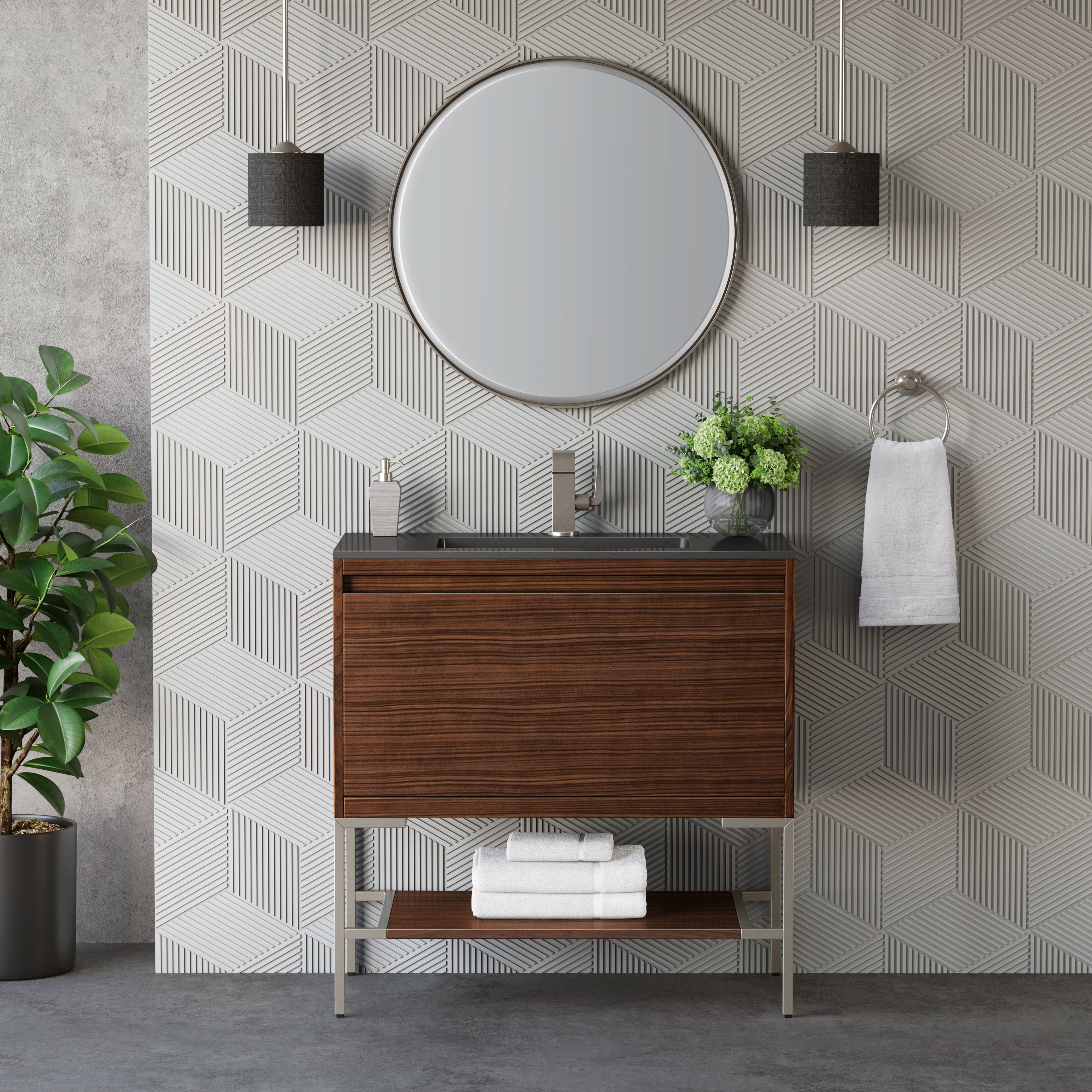 charcoal black composite stone top vanity