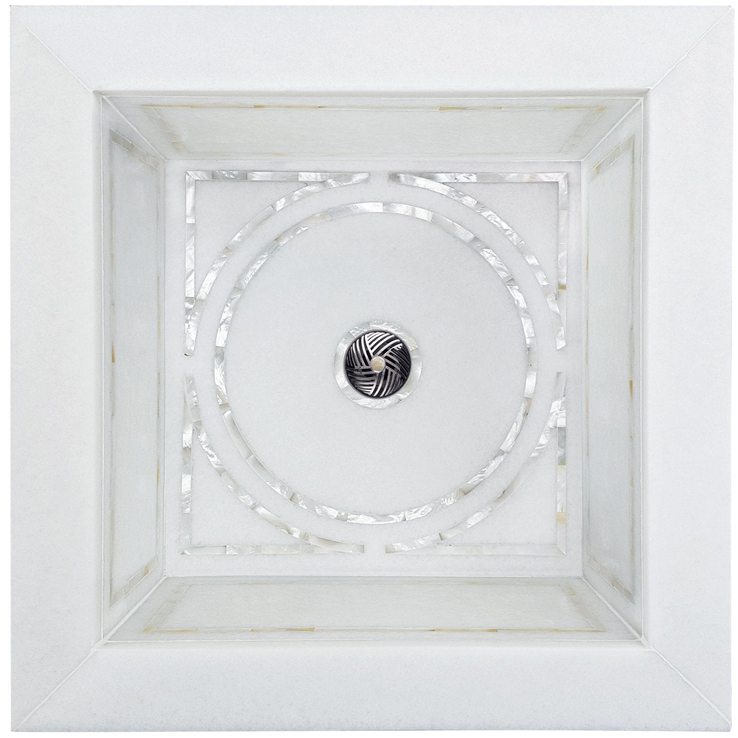 Linkasink Floral Mother of Pearl Inlay Bar Undermount Sink 17.5" - White Marble