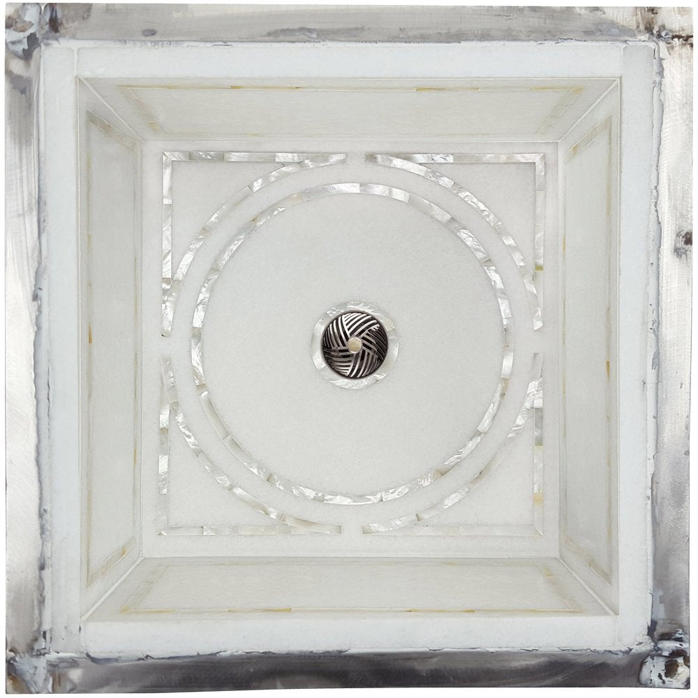 Linkasink Graphic Mother of Pearl Inlay Bar Sink 17.5" - White Marble