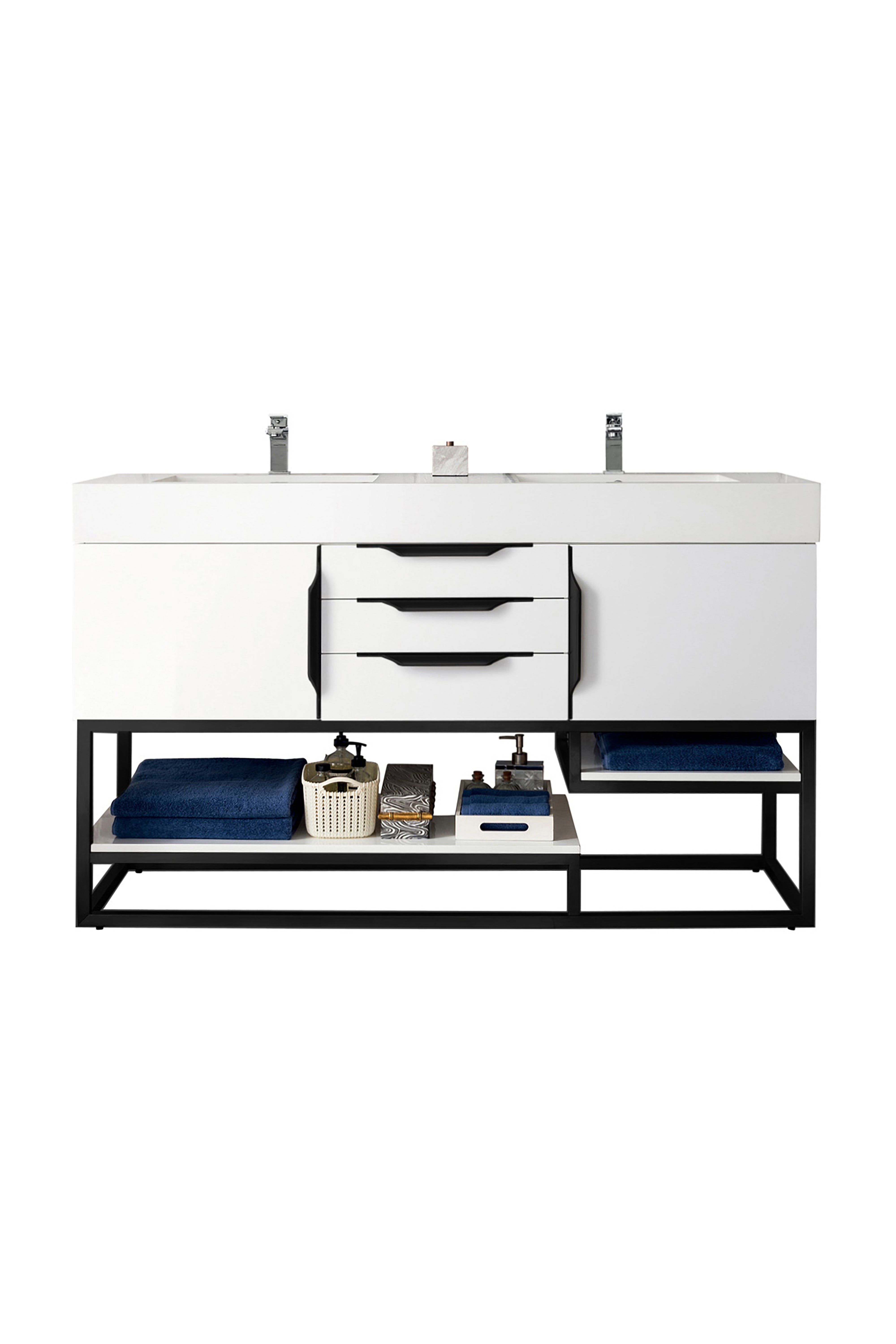 James Martin Vanities Columbia 59" Double Vanity Cabinet With Matte Black Base