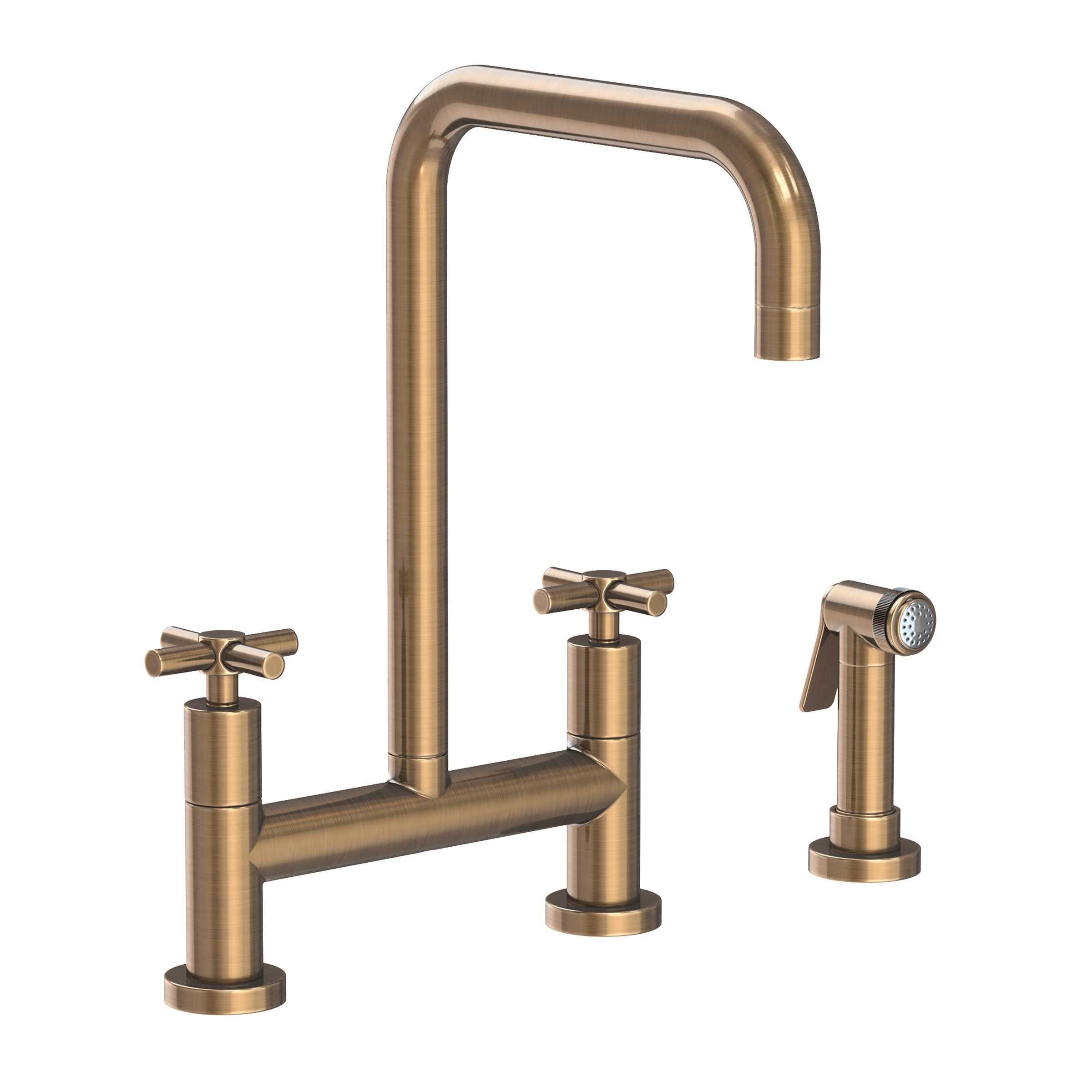Newport Brass East Square Kitchen Bridge Faucet with Side Spray