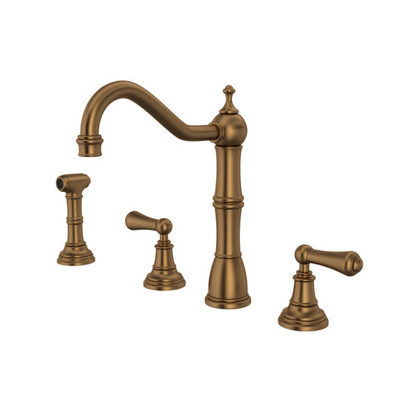 Rohl Edwardian Two Handle Kitchen Faucet with Side Spray