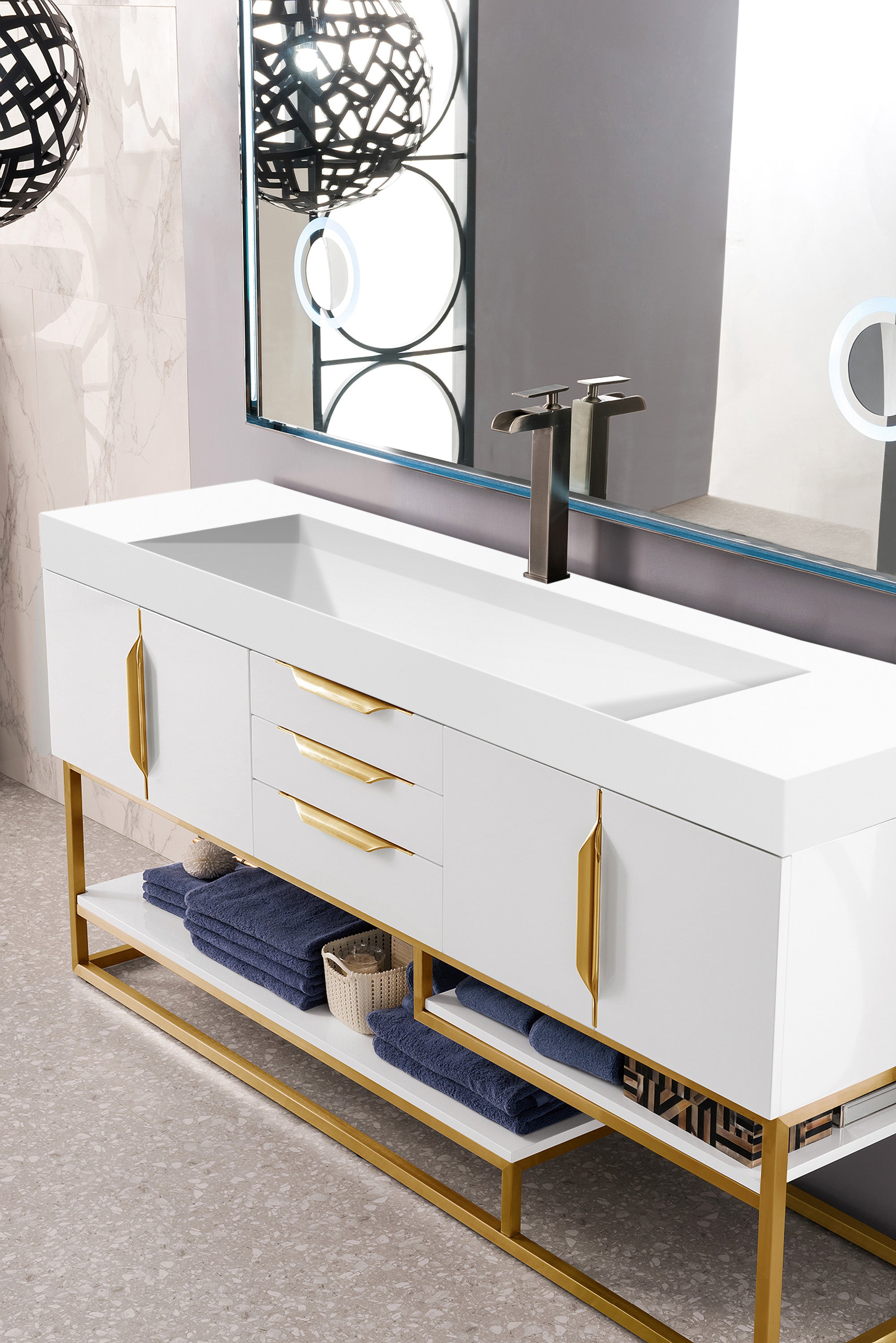 glossy white vanity