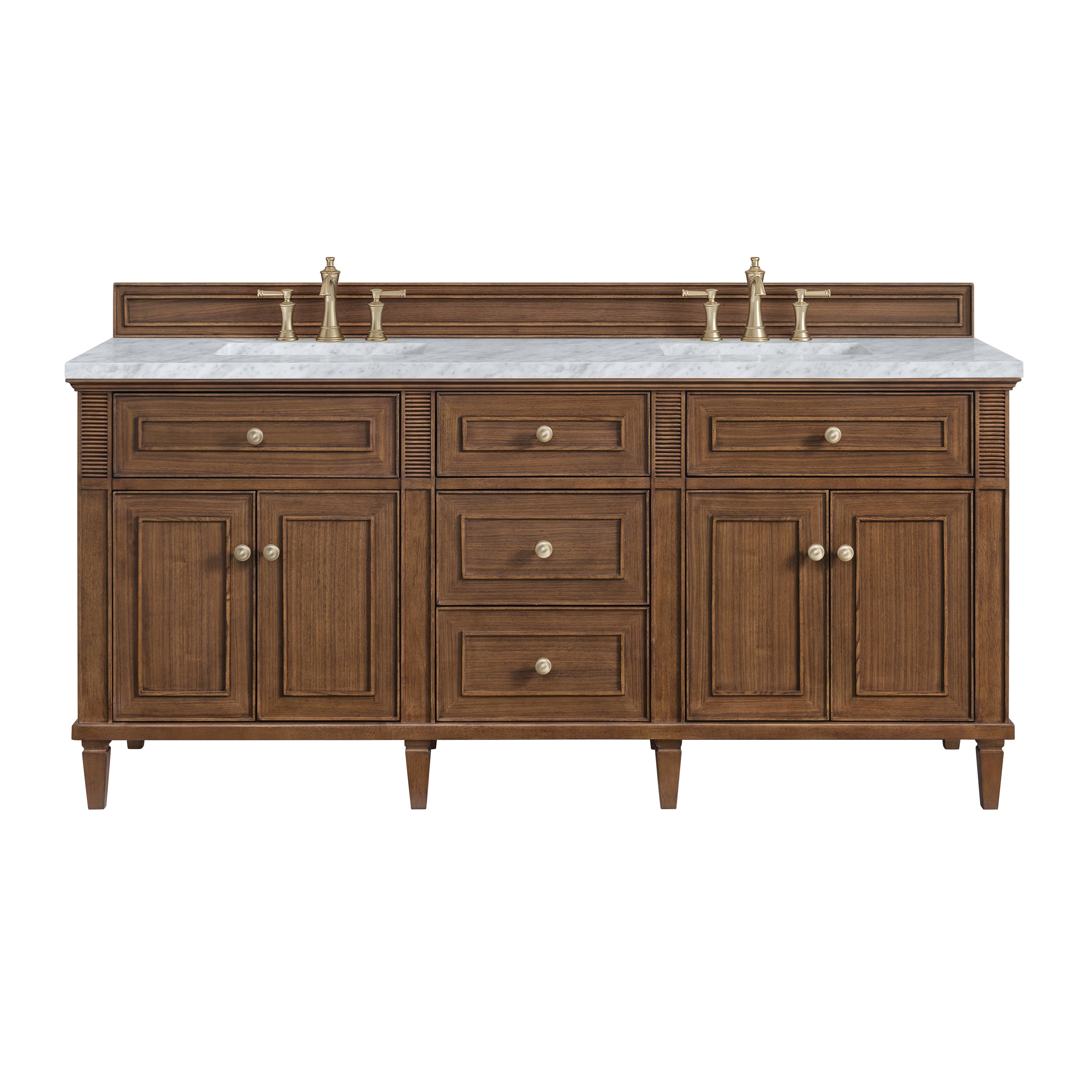 James Martin Vanities Lorelai 72"Double Vanity - Mid-Century Walnut