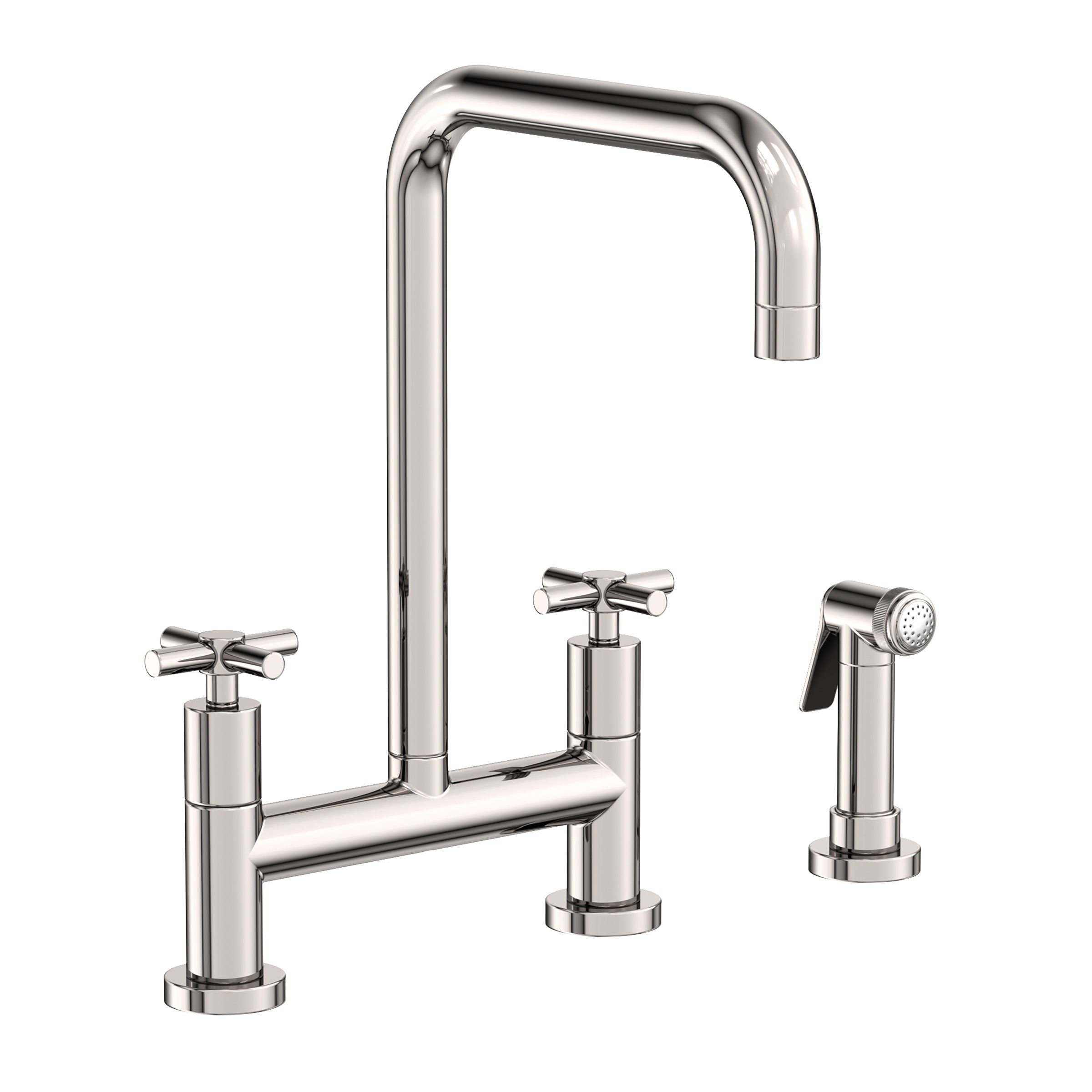 Newport Brass East Square Kitchen Bridge Faucet with Side Spray