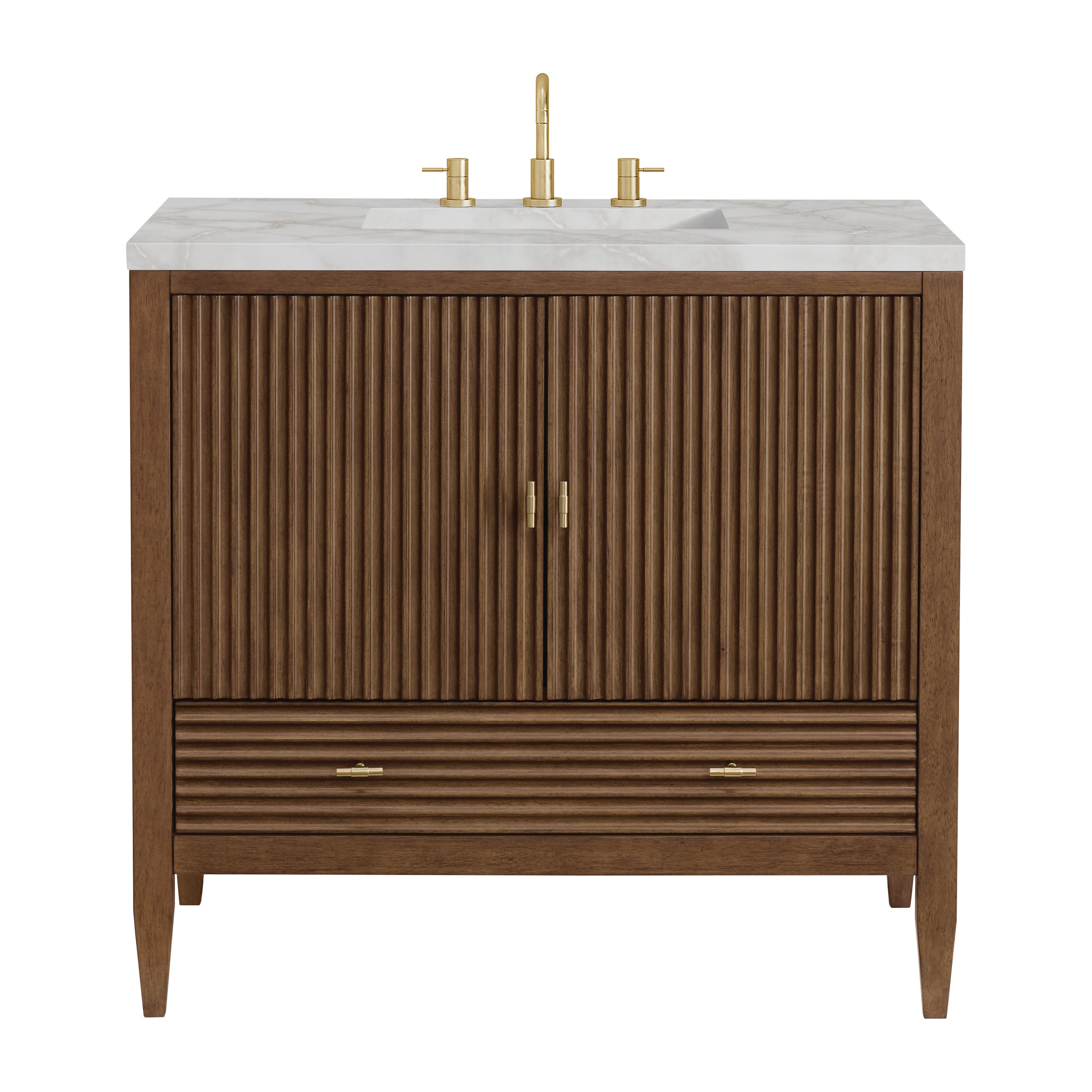 James Martin Vanities Myrrin 36" Vanity - Mid Century Walnut