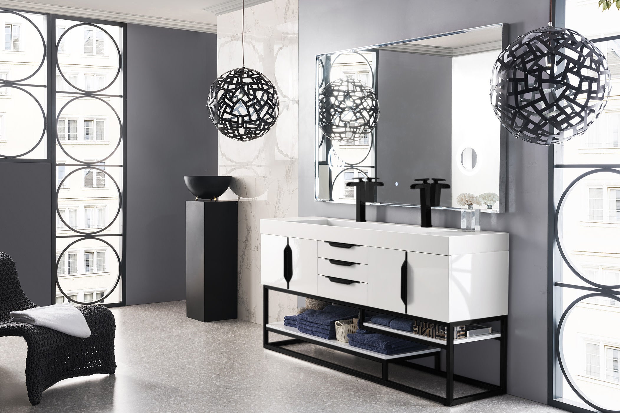 glossy white vanity