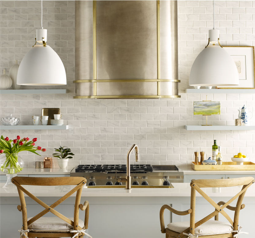 satin brass and burnished nickel smooth range hoods