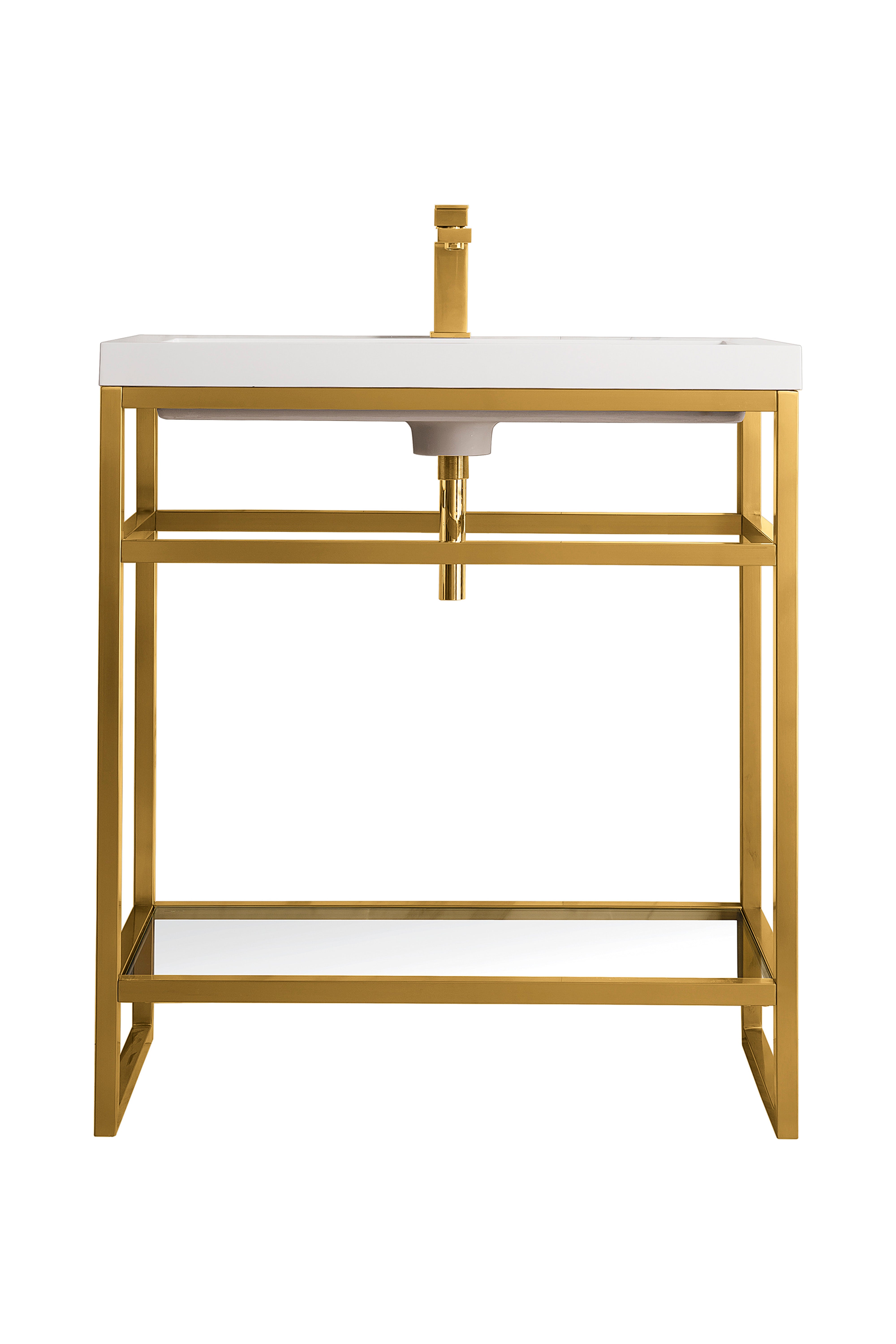 James Martin Vanities Boston 31.5" Single Console Vanity With White Glossy Composite Stone Top