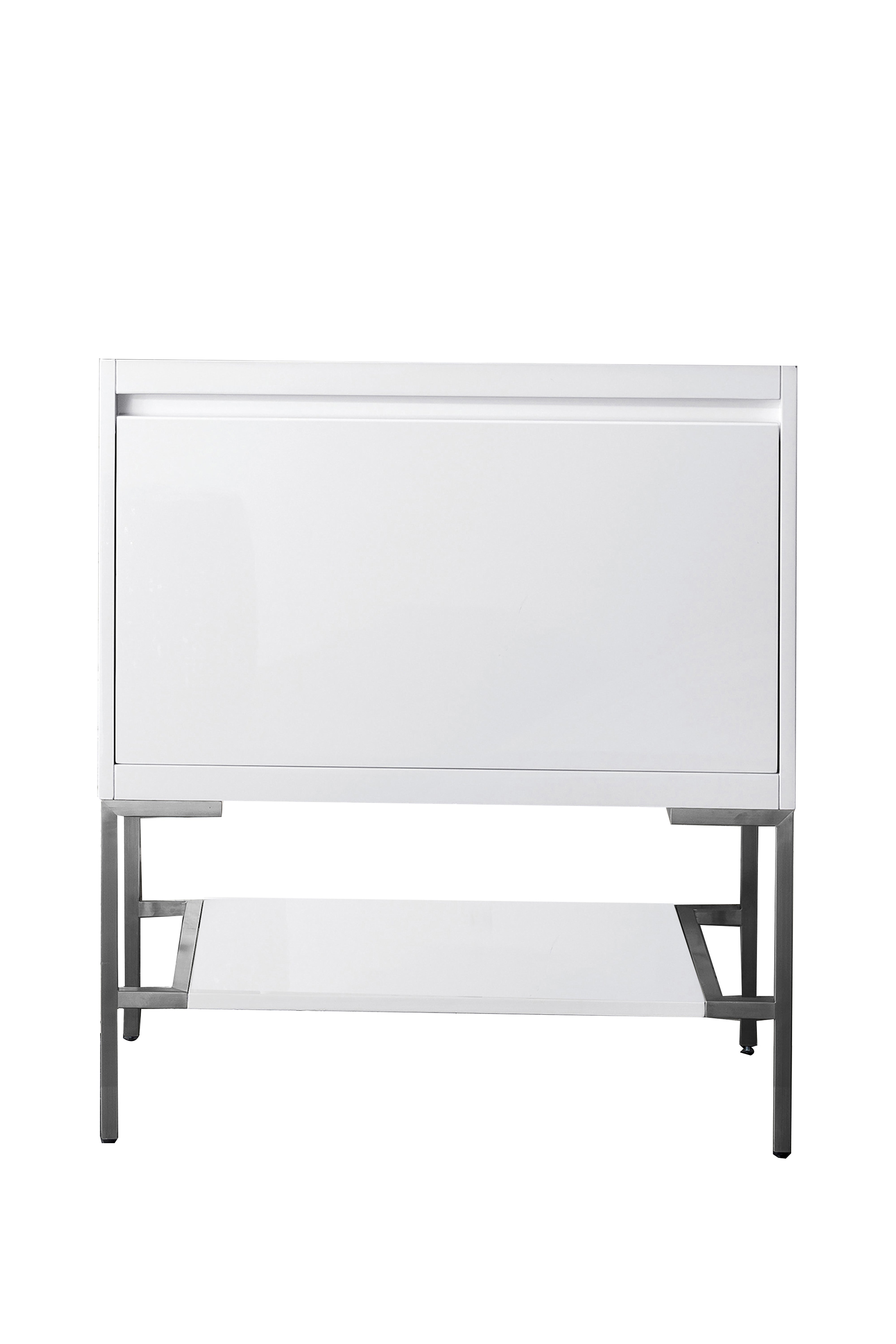 glossy white base vanity