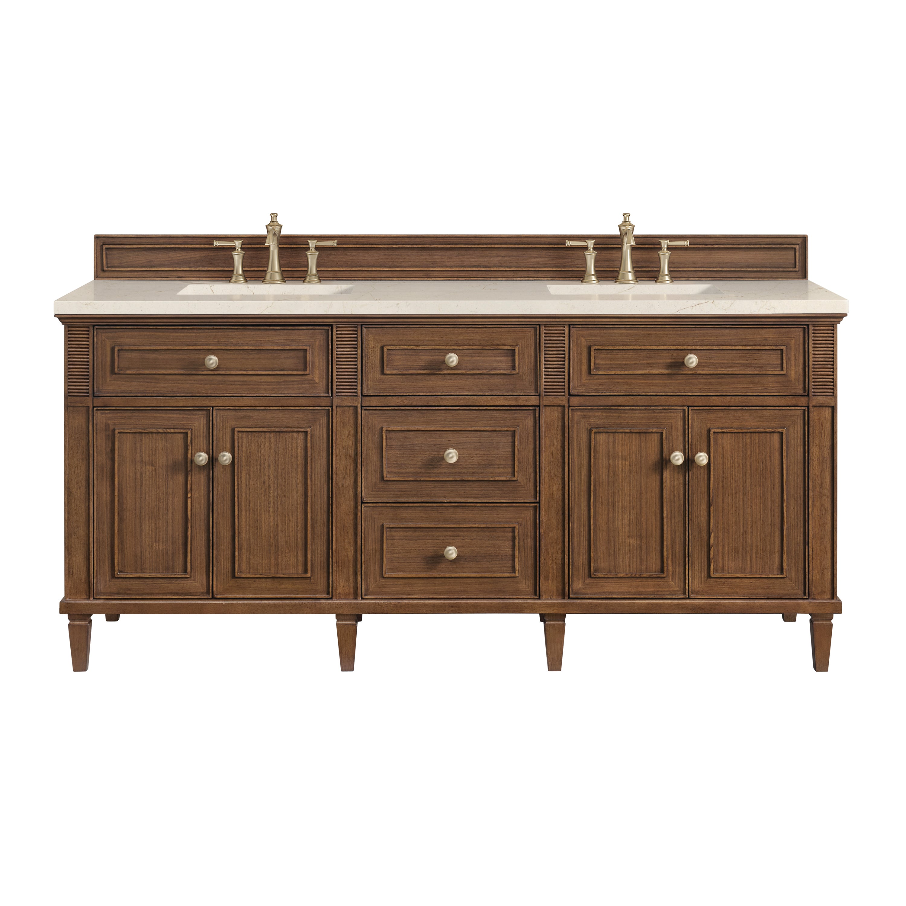 James Martin Vanities Lorelai 72"Double Vanity - Mid-Century Walnut