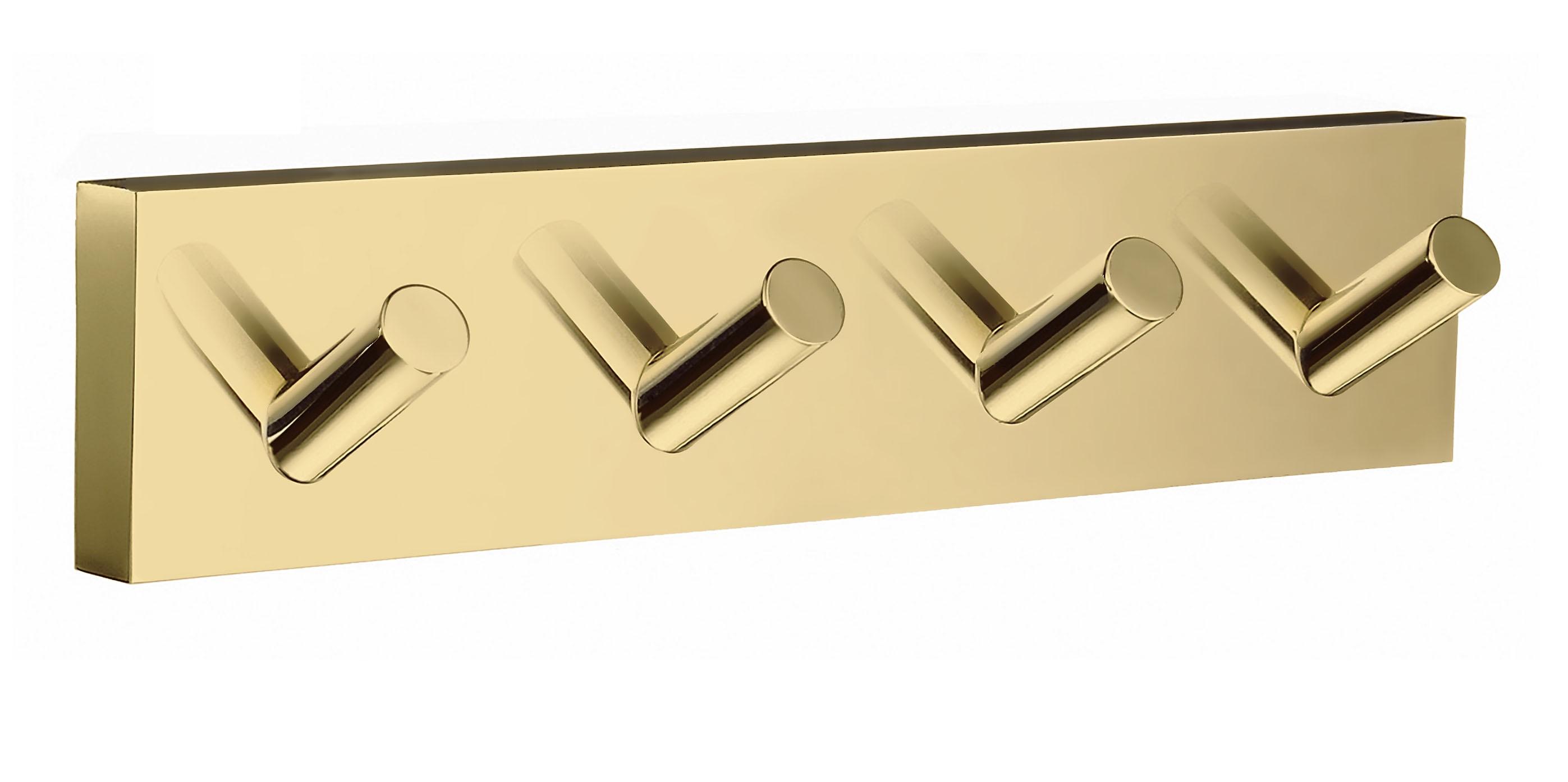 polished brass quadruple hook