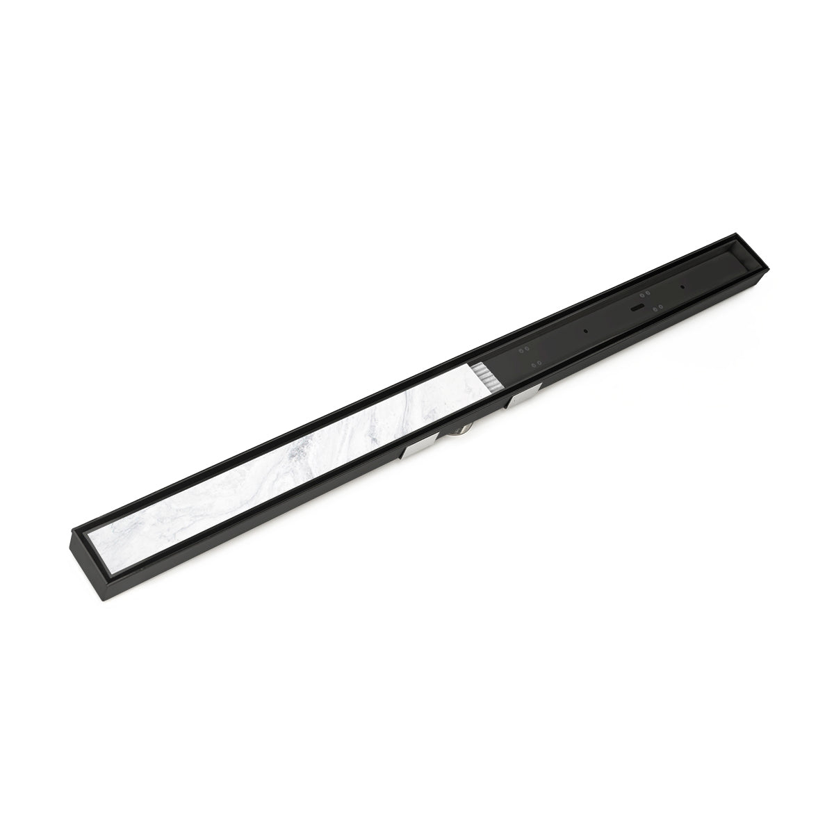 Infinity Drain 36" S-Stainless Steel Series High Flow Site Sizable Linear Drain Kit with Low Profile Tile Insert Frame with Cast Iron Drain Body, 3" No Hub Outlet