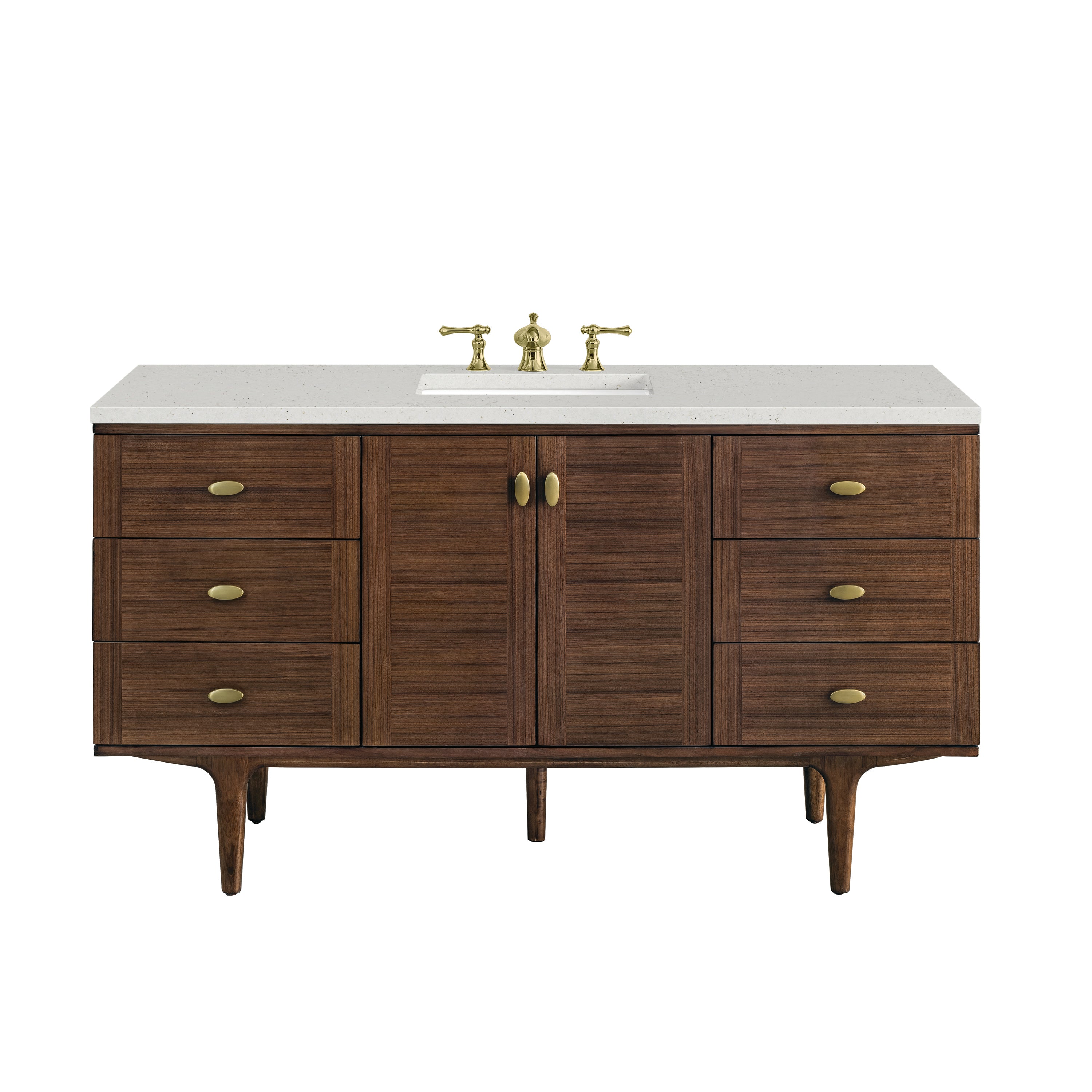 James Martin Vanities Amberly 60" Single Vanity - Mid-Century Walnut