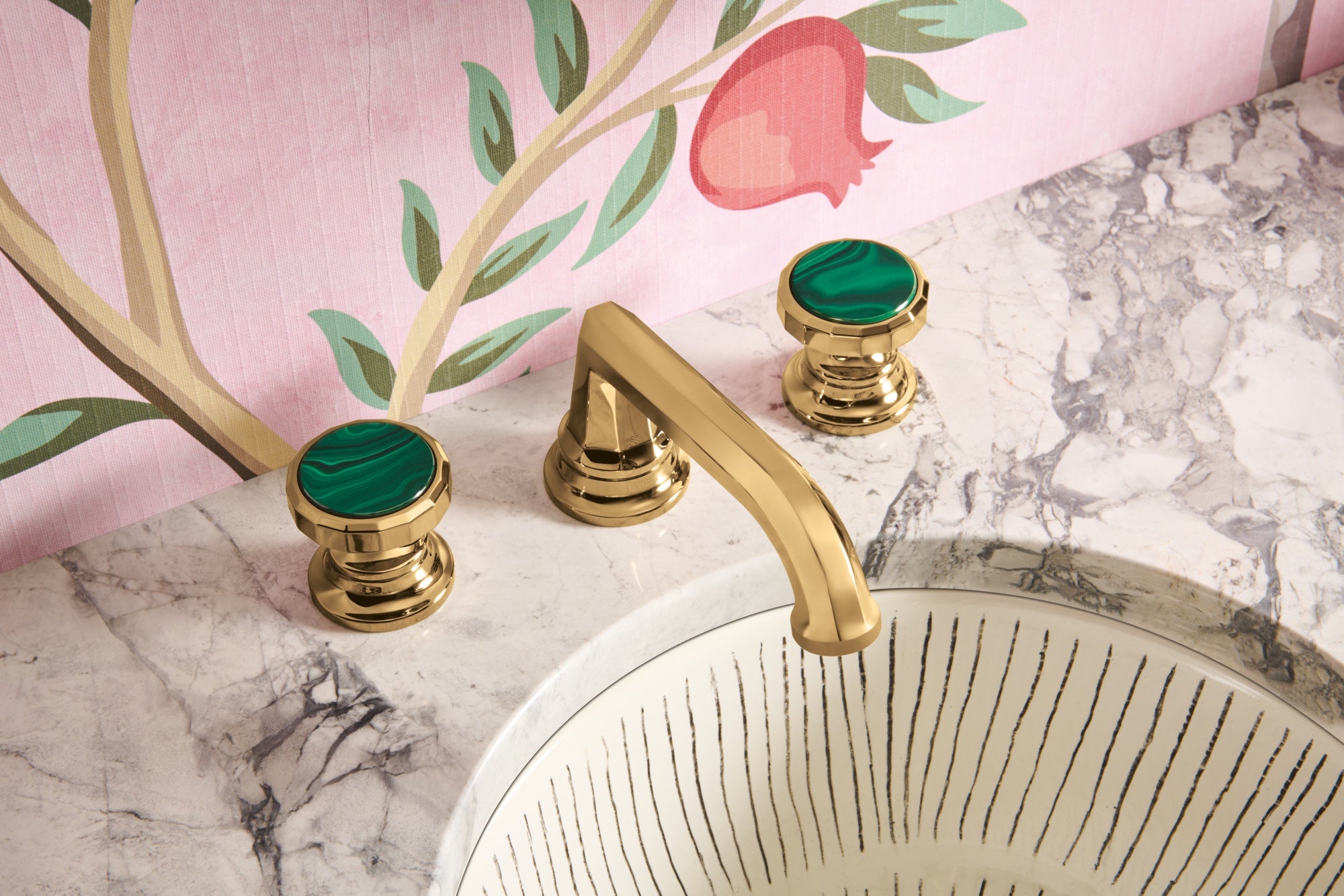 polished gold/malachite handle kit
