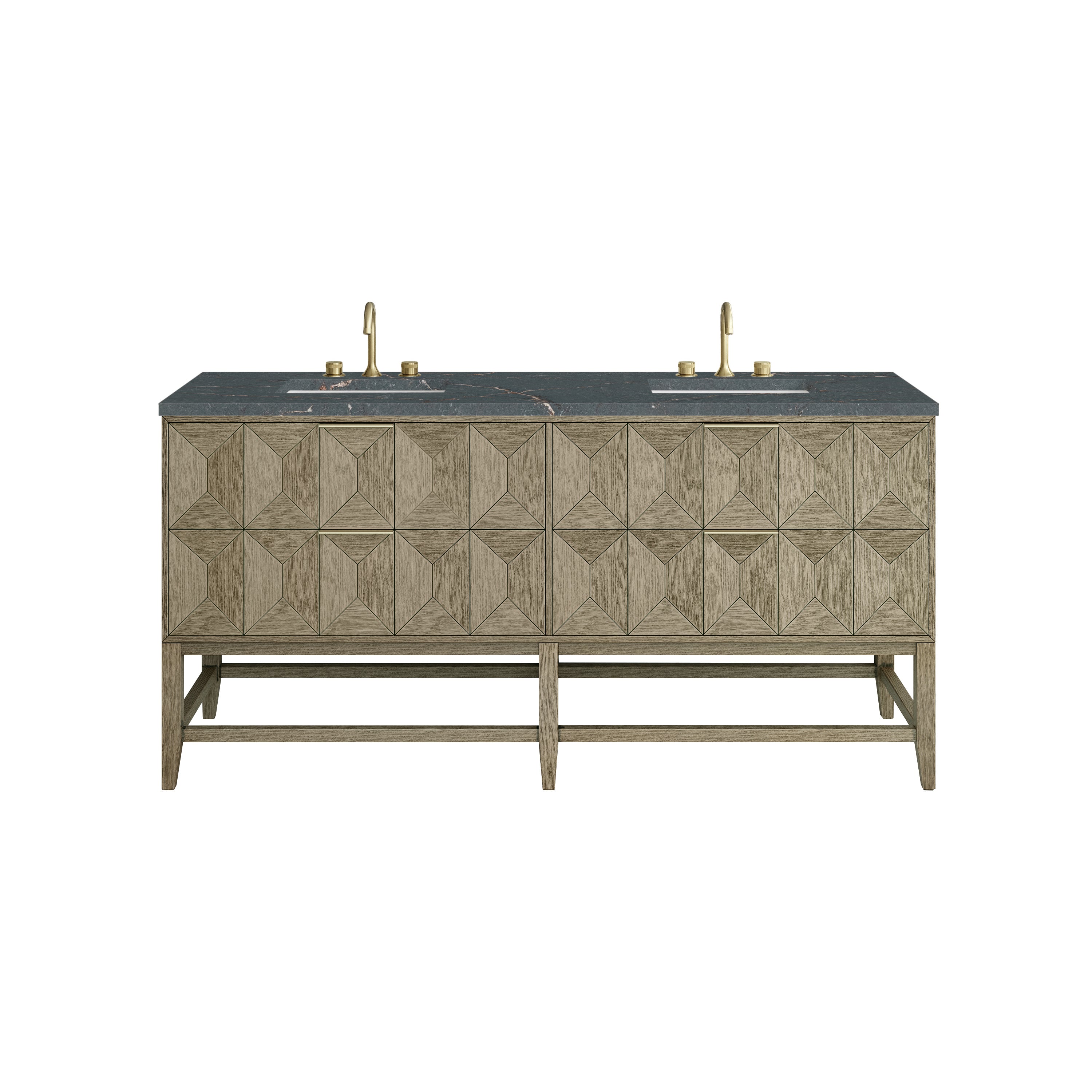 James Martin Vanities Emmeline 72" Double Vanity - Pebble Oak