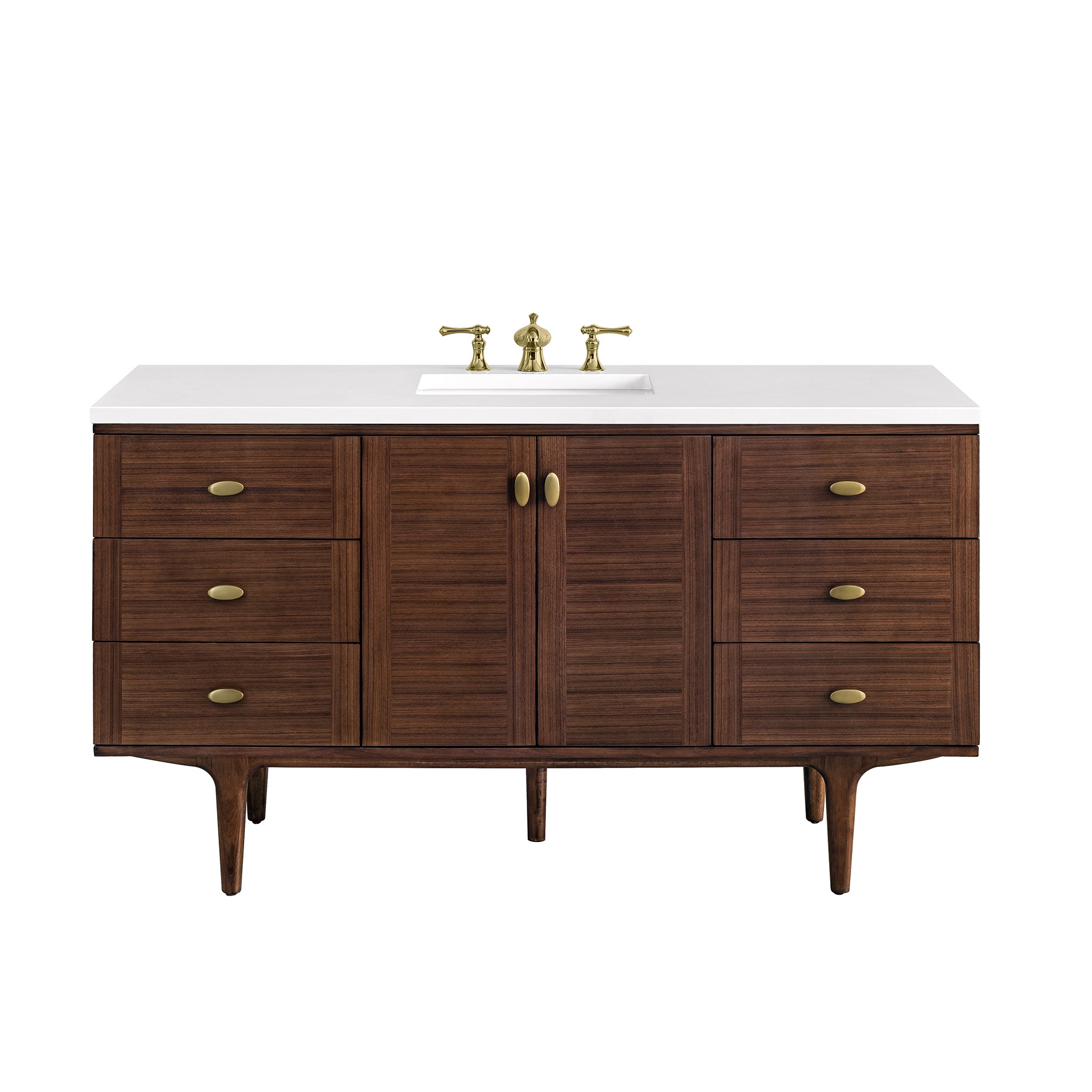 James Martin Vanities Amberly 60" Single Vanity - Mid-Century Walnut