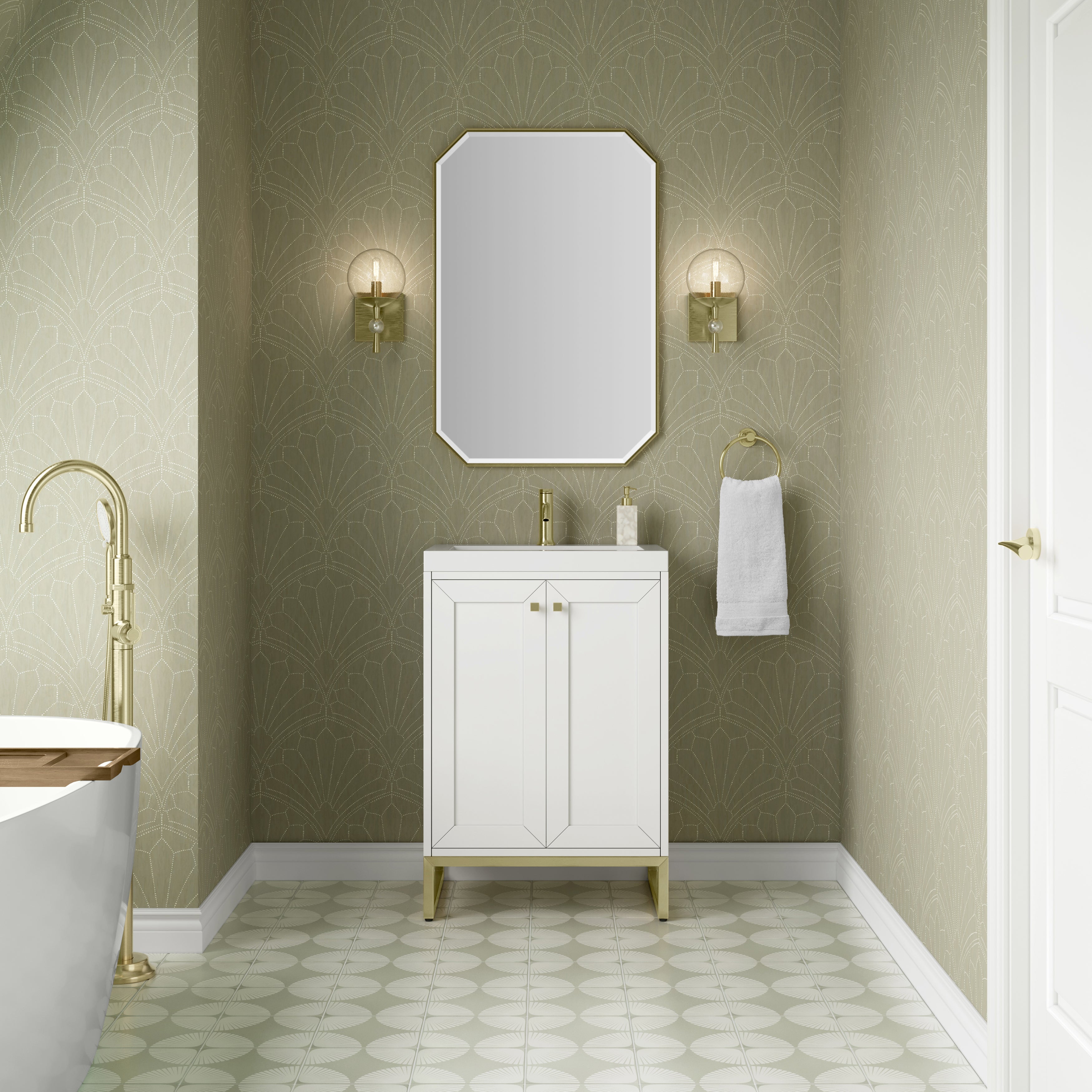 glossy white vanity