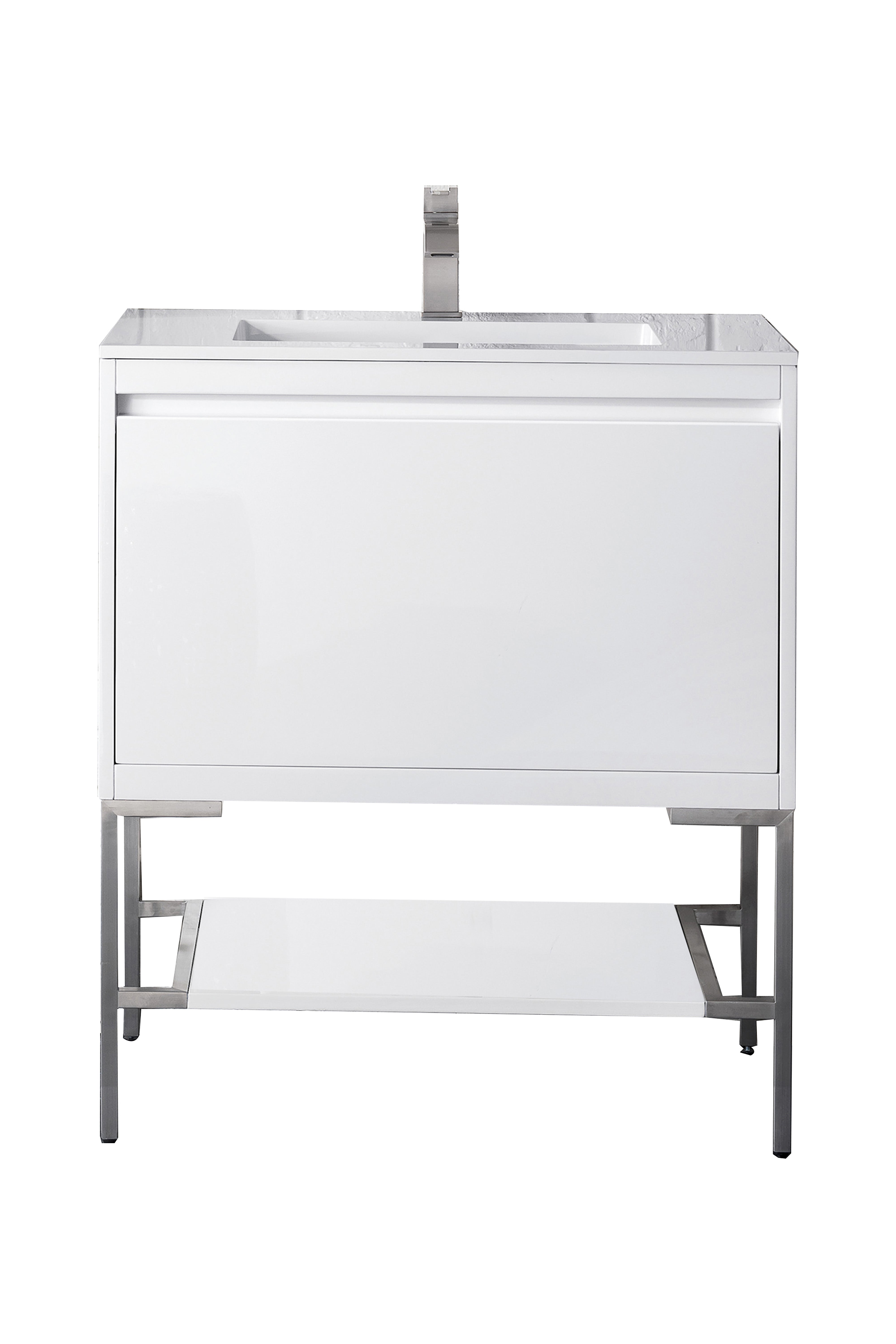 James Martin Vanities Mantova 31.5" Single Vanity - Glossy White - Brushed Nickel Base