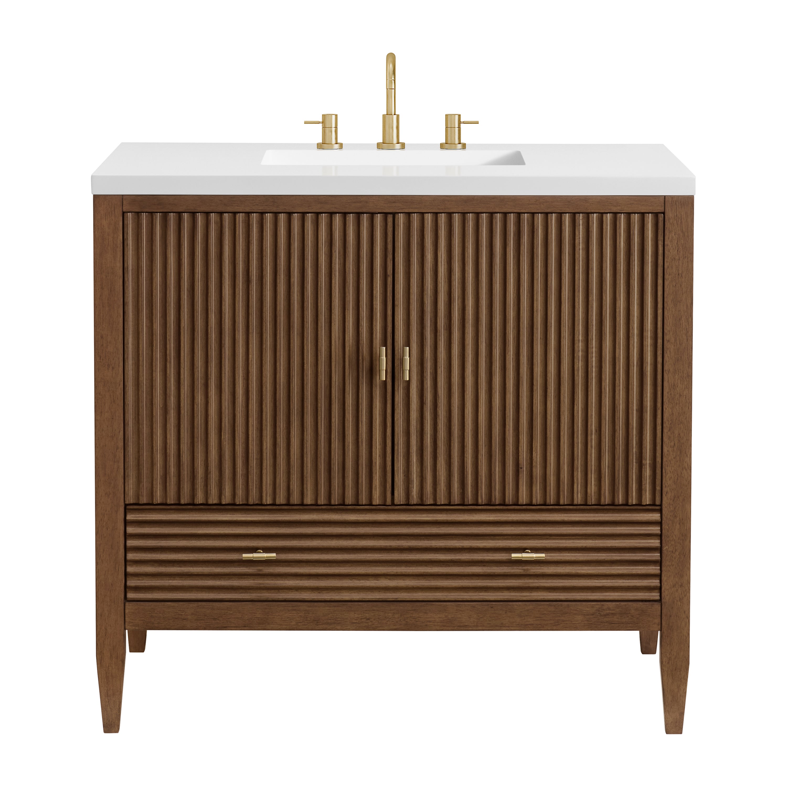 James Martin Vanities Myrrin 36" Vanity - Mid Century Walnut