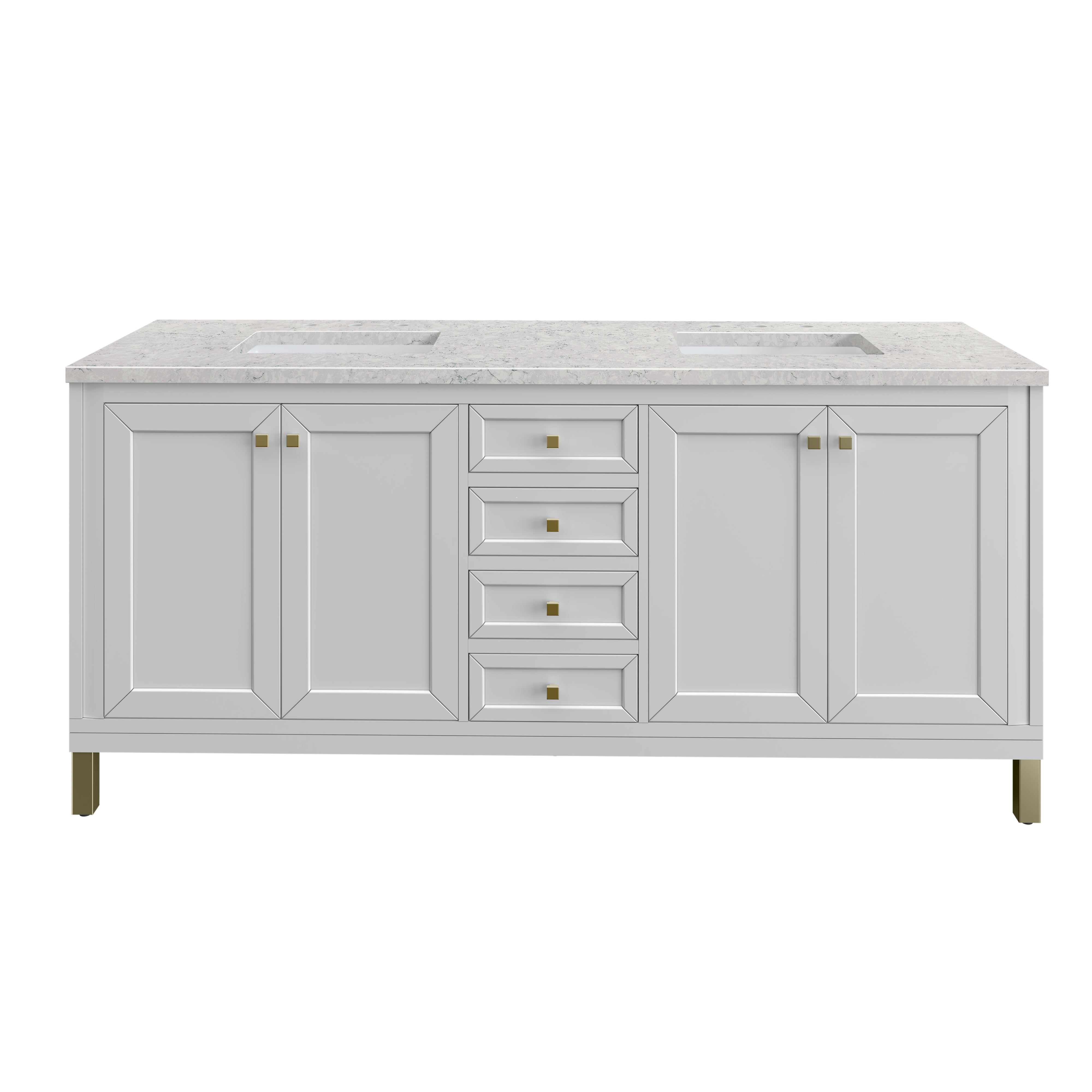 James Martin Vanities Chicago 72" Double Vanity - Glossy White