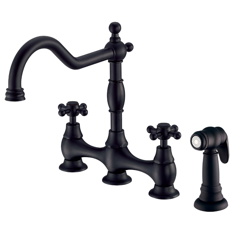 Danze by Gerber Opulence 2H Bridge Kitchen Faucet w/ Cross Handles w/ Spray 1.75gpm