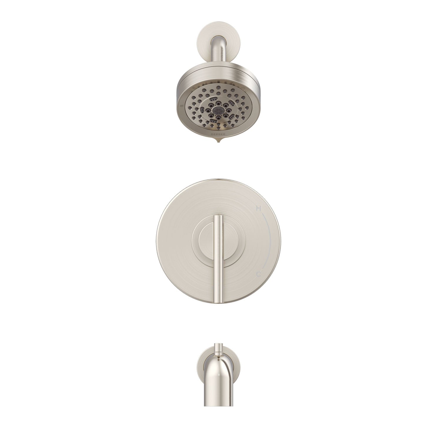 Danze by Gerber Parma 1H Tub and Shower Trim Kit and Treysta Cartridge W/ Diverter On Tub Spout and 5 Function Showerhead 1.75gpm