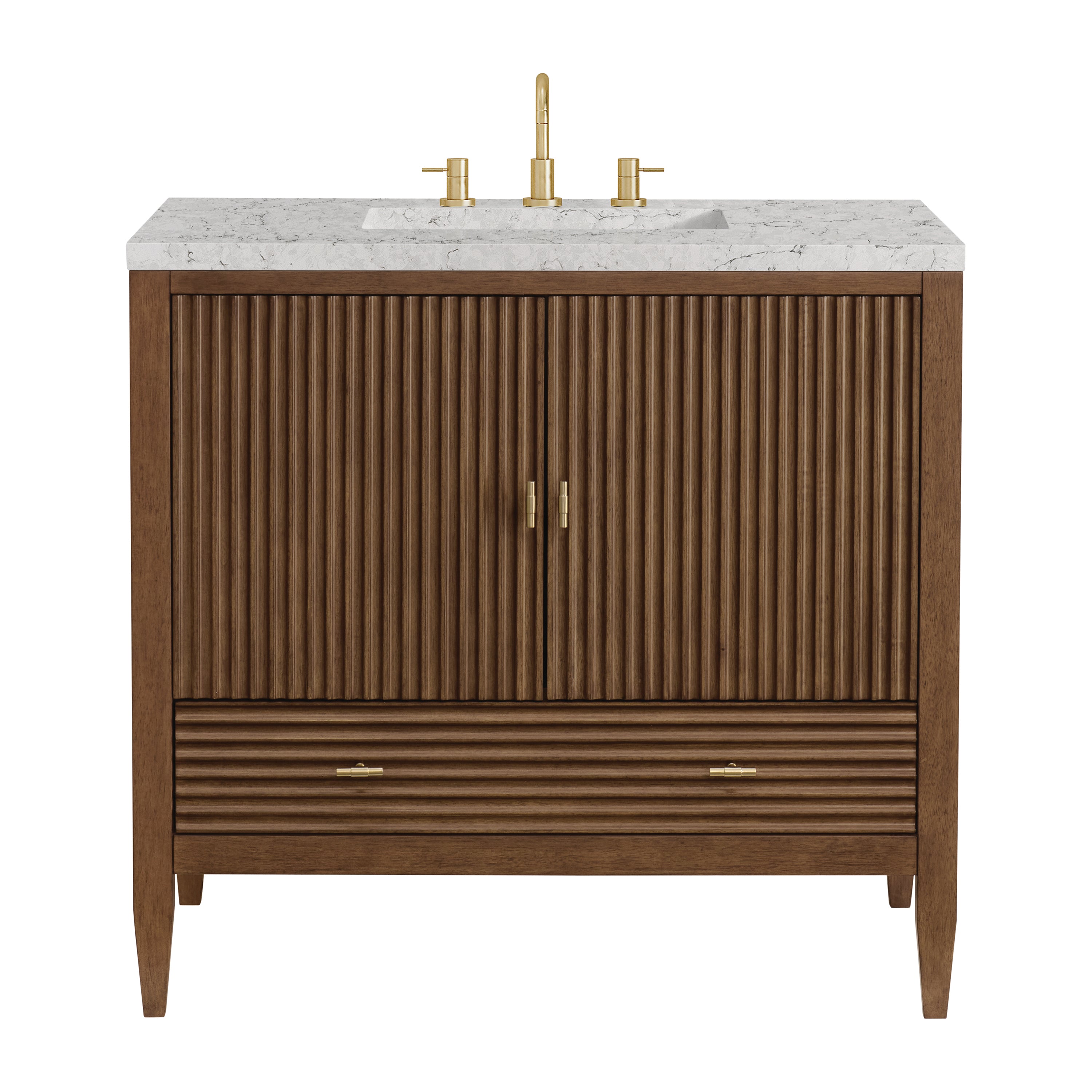 James Martin Vanities Myrrin 36" Vanity - Mid Century Walnut