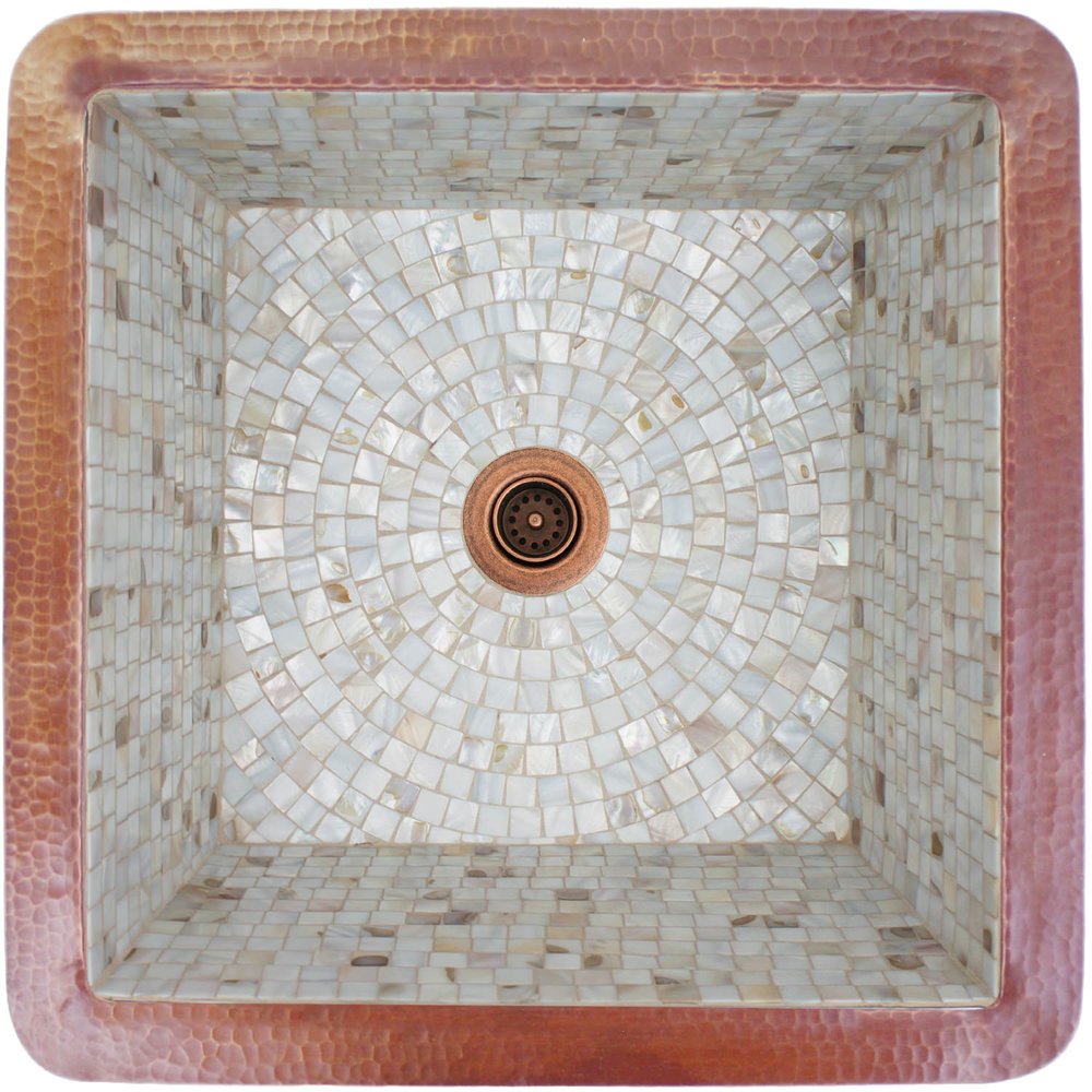 Linkasink Square Mosaics Sink Dark Bronze Undermount or Drop-In Sink 16"
