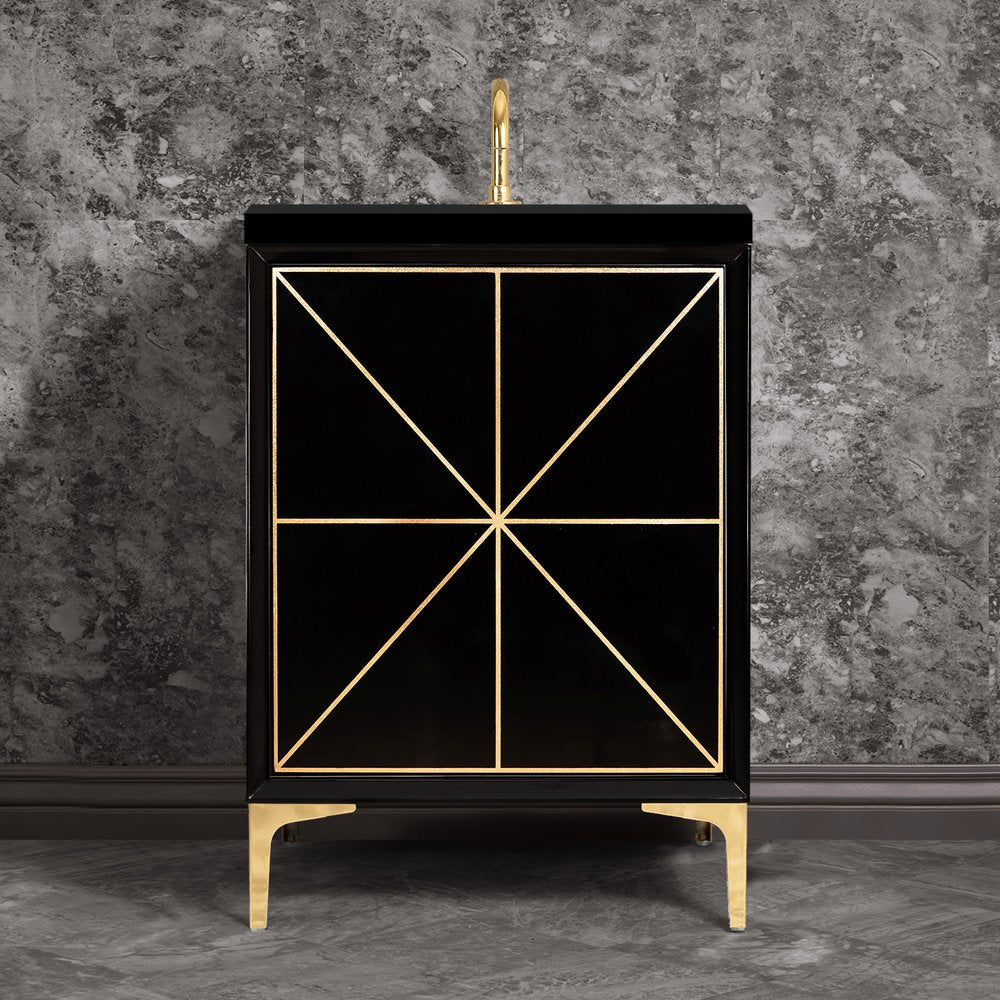 black with polished brass vanity