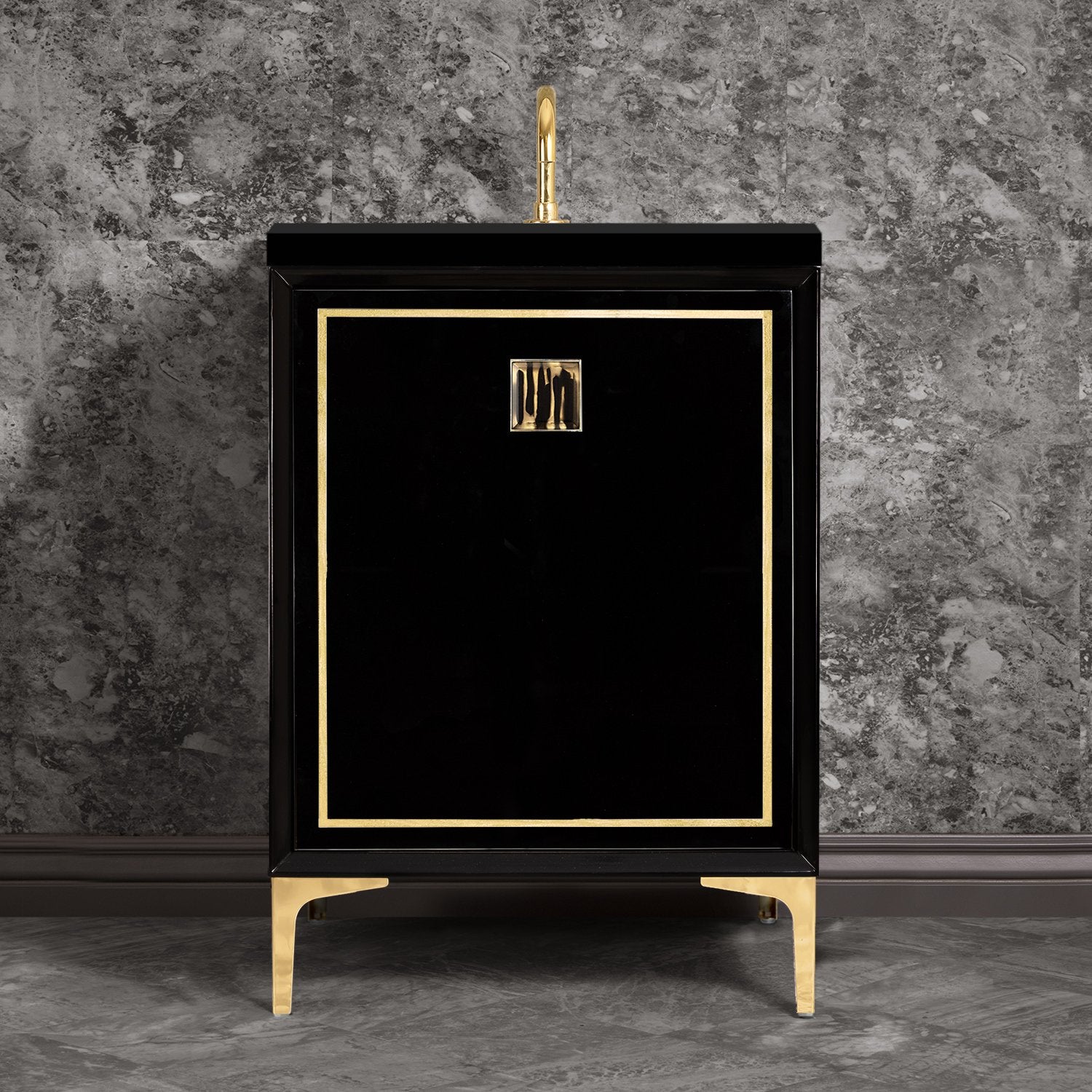 Linkasink Linea with 3" Artisan Tiger Glass Prism Hardware Vanity