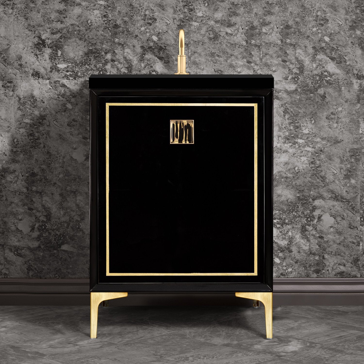 Linkasink Linea with 3" Artisan Tiger Glass Prism Hardware Vanity